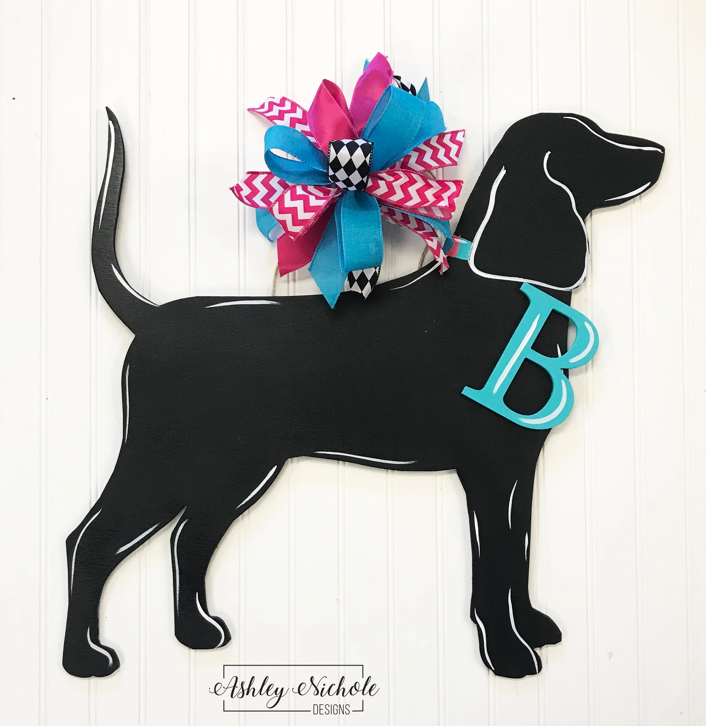 Dog or Cat Silhouette Door Hanger with INITIAL - Image 6