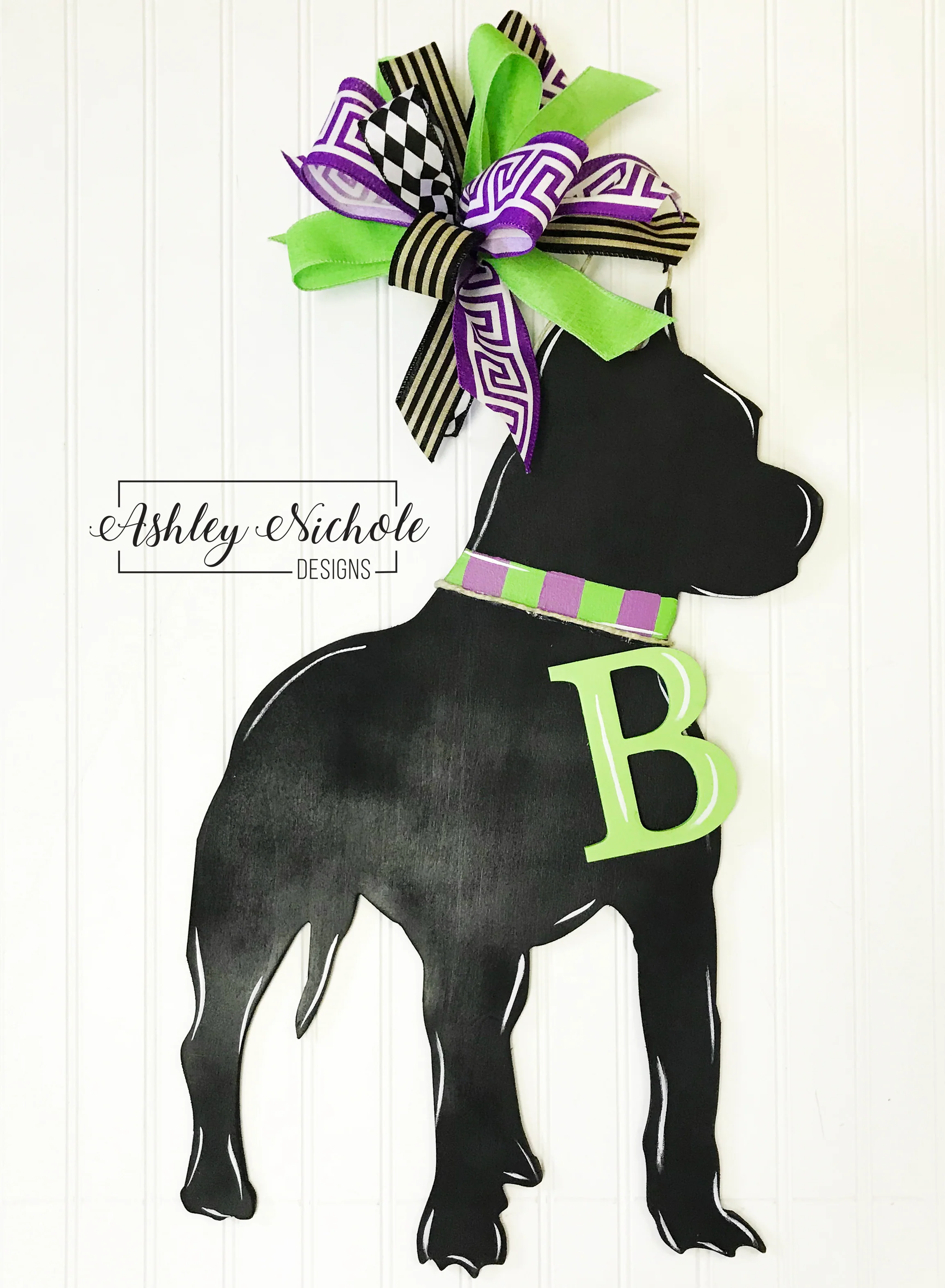 Dog or Cat Silhouette Door Hanger with INITIAL - Image 9