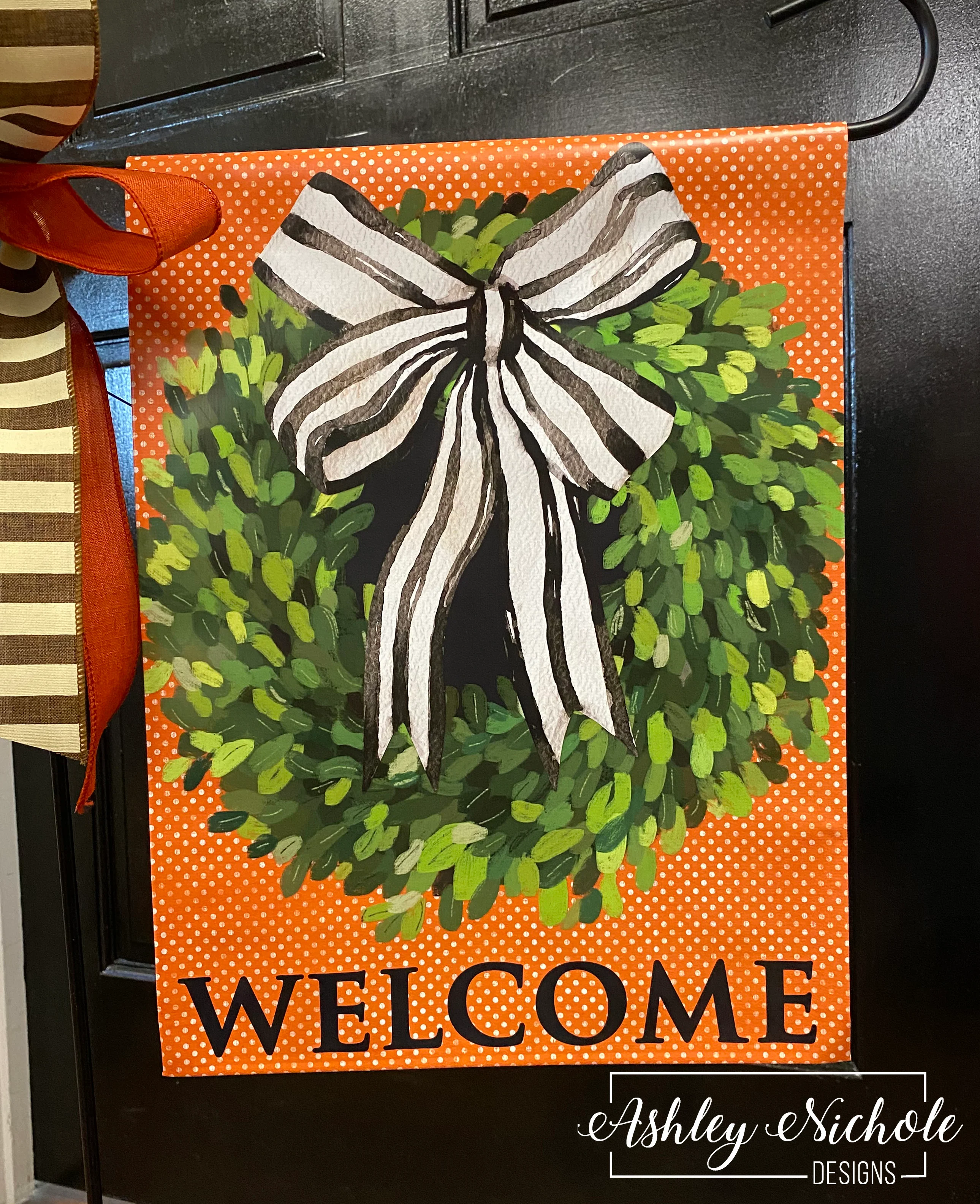 Fall Boxwood Wreath - Vinyl Garden Flag