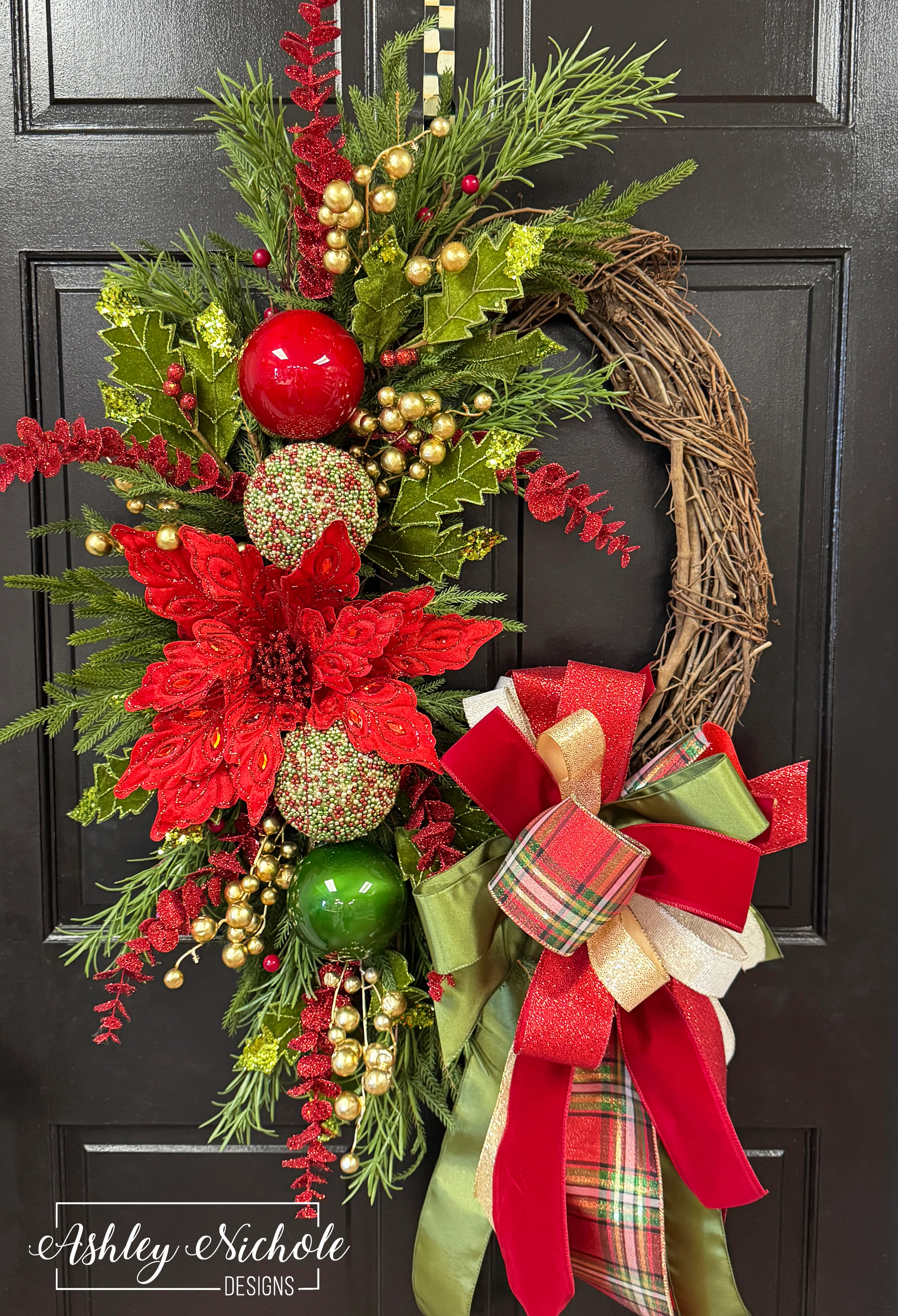 Festive Christmas Poinsettia Wreath