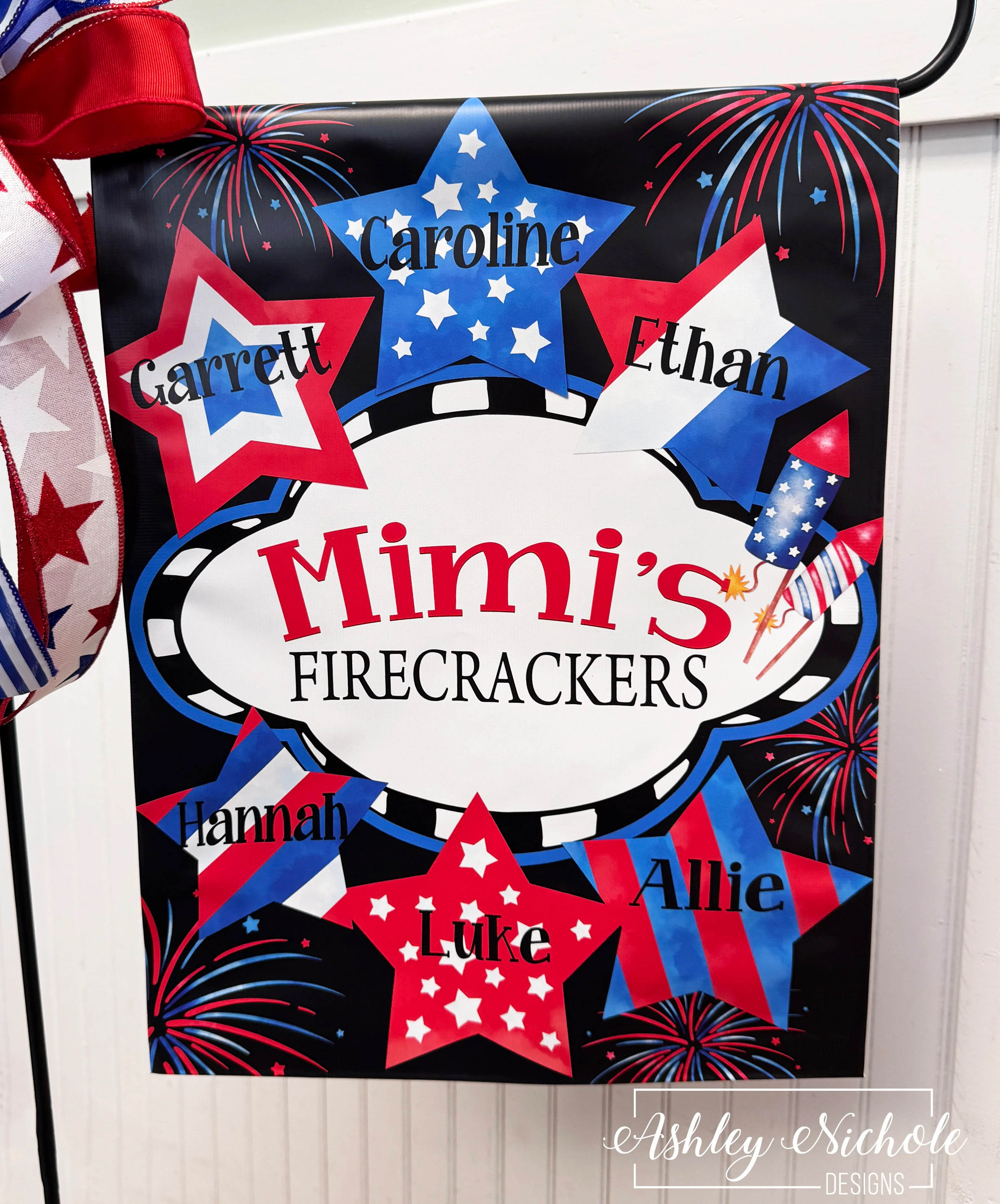 Firecracker Patriotic Family - Vinyl Garden Flag