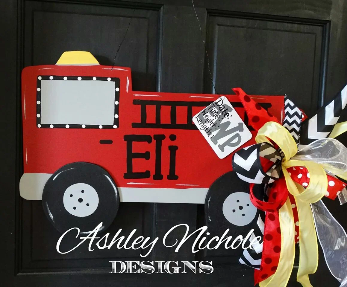Fire Truck Door Hanger (Hand-Painted)
