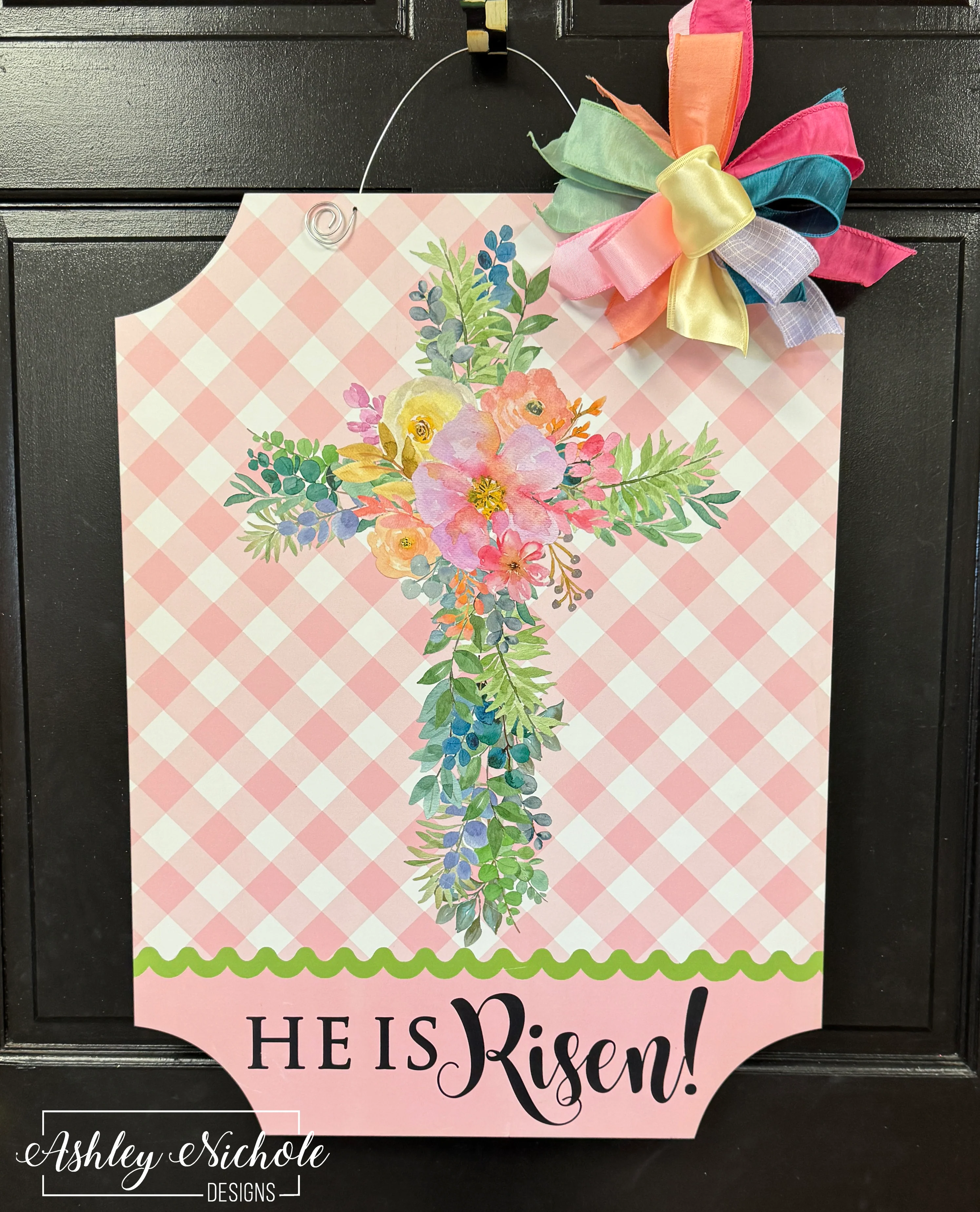 **Floral Cross Plaque - Door Hanger (UV PRINTED Only)**