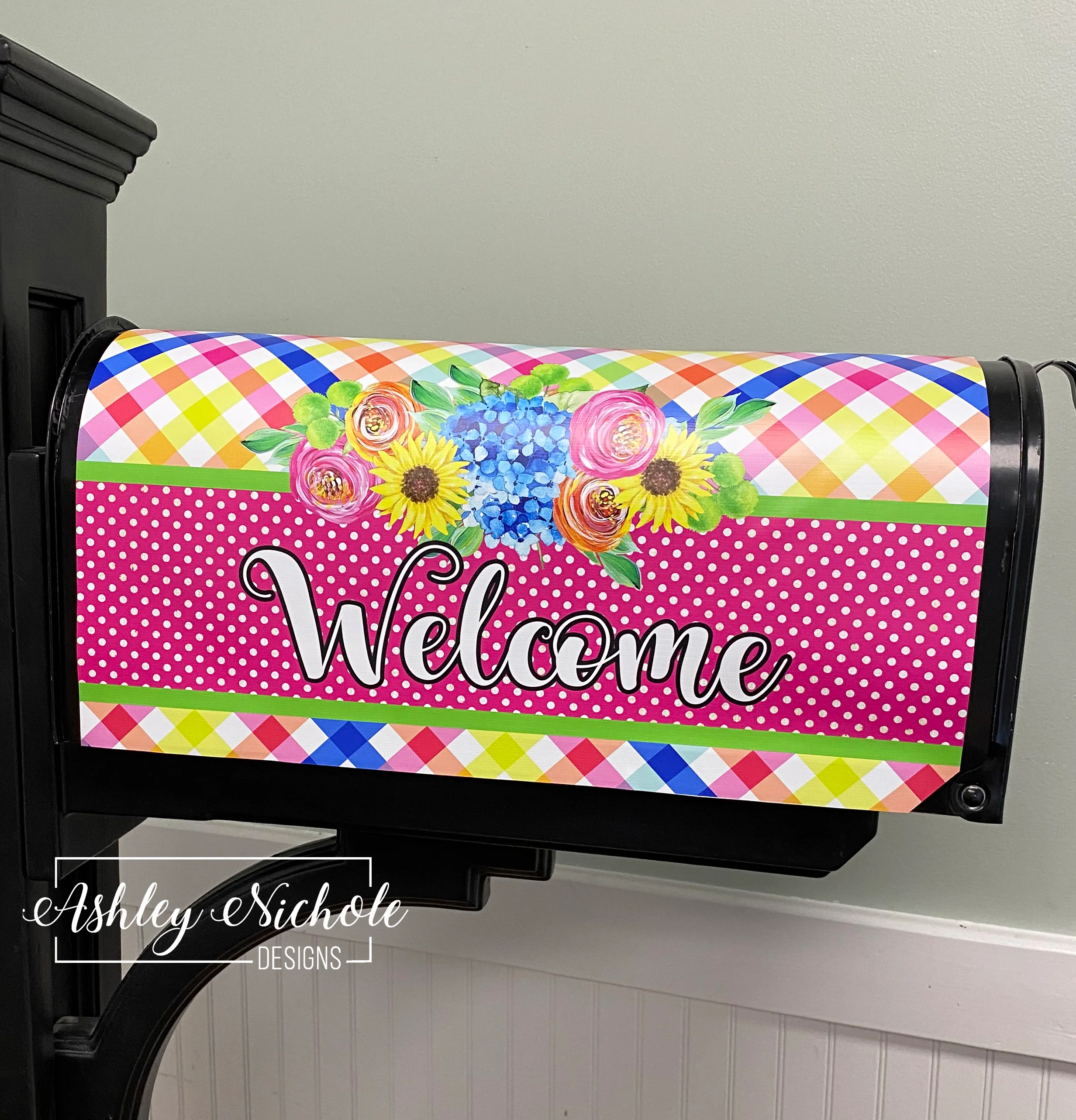 Full Bloom "Welcome or Last Name" - Magnetic Vinyl Mailbox Cover - Image 2