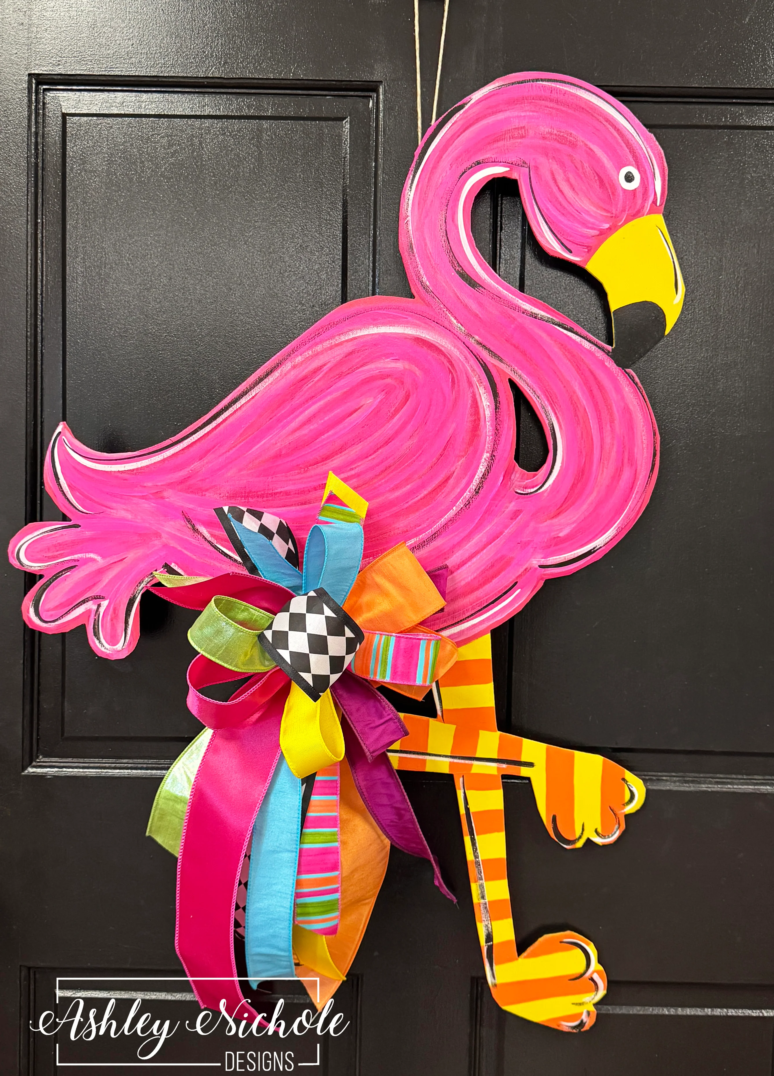 Funky Flamingo Door Hanger (UV Printed)