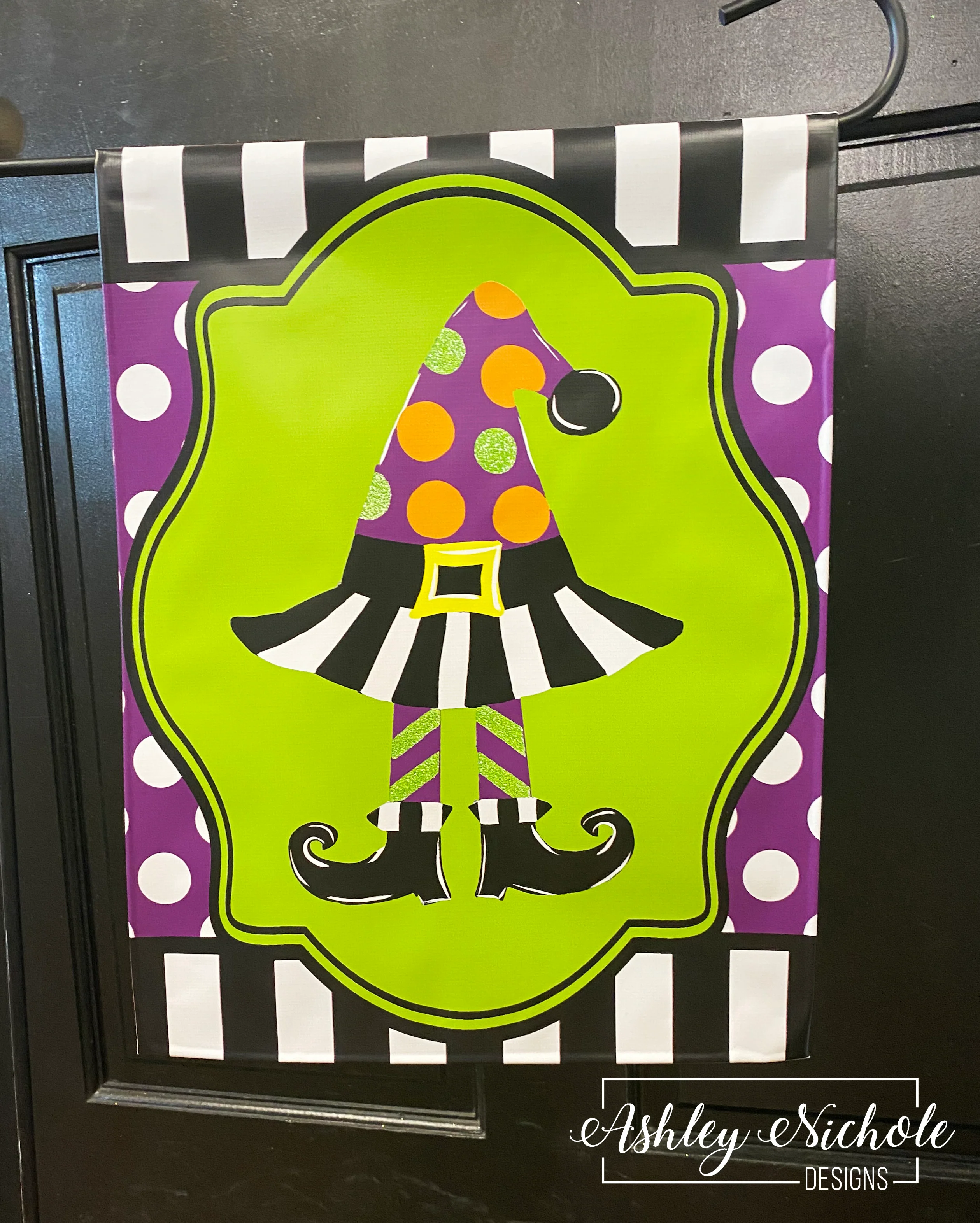 Funky Halloween Witch Hat - Vinyl Garden Flag