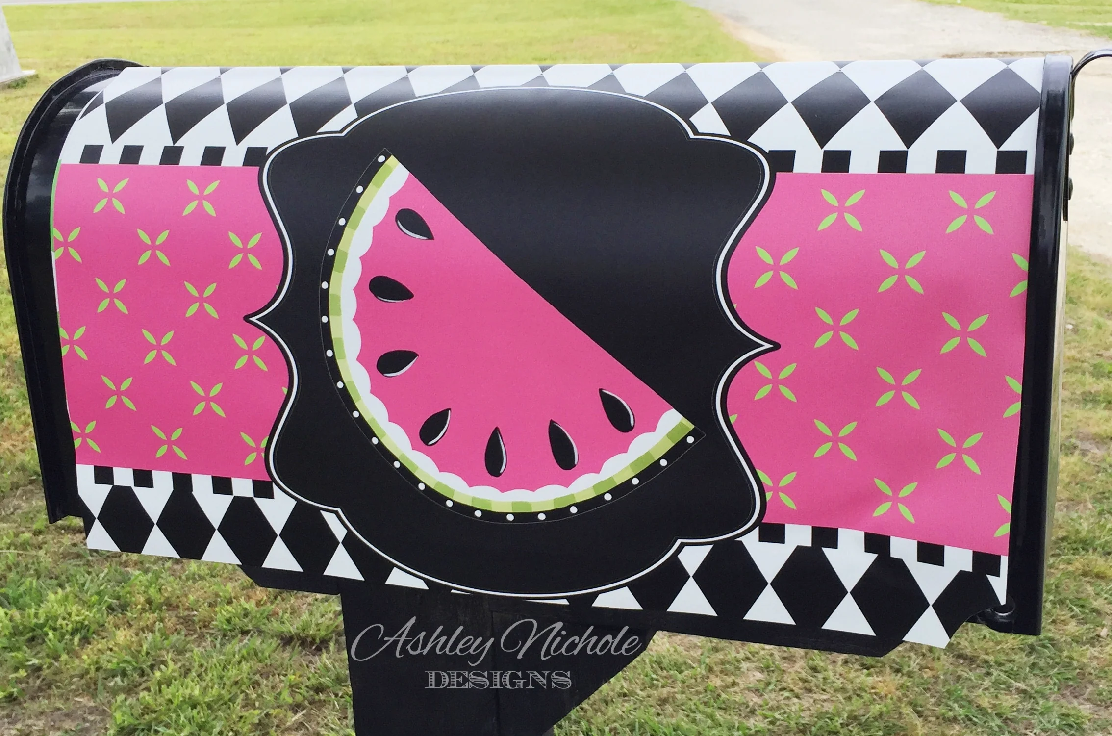 Funky Watermelon-Pink - Magnetic Vinyl Mailbox Cover