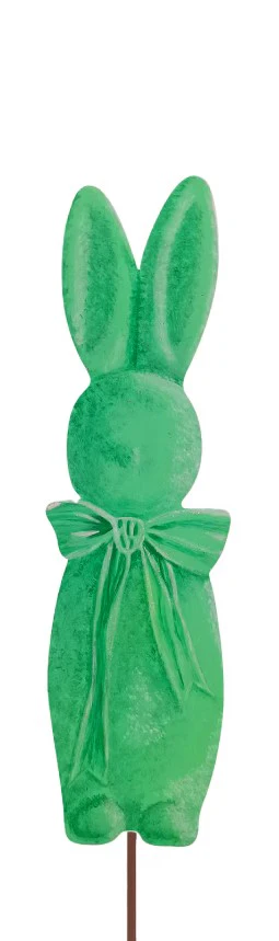 Fuzzy Bunnies With Bows Metal Stake - Green