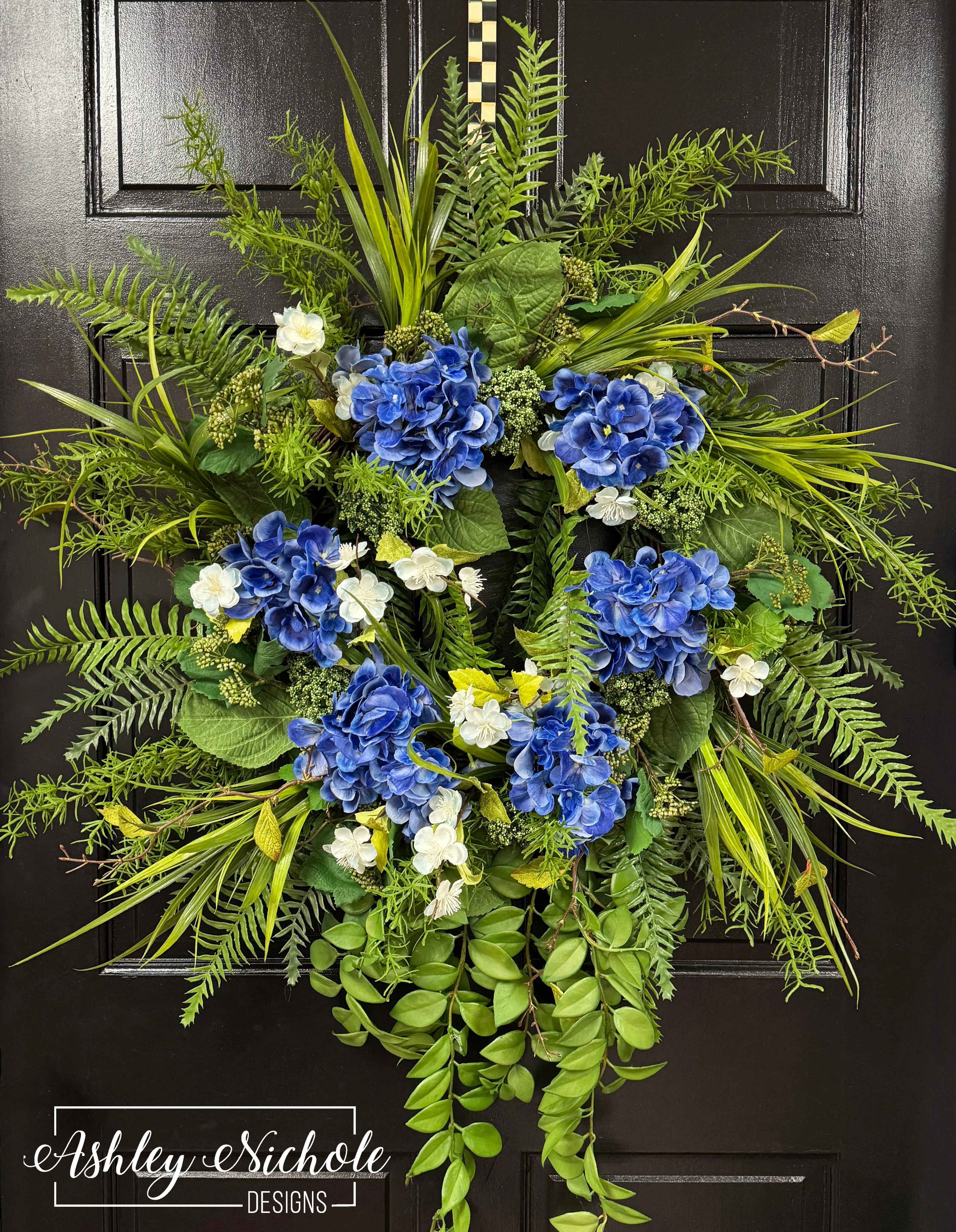 *READY to SHIP* - Garden Hydrangea in Blues Wreath
