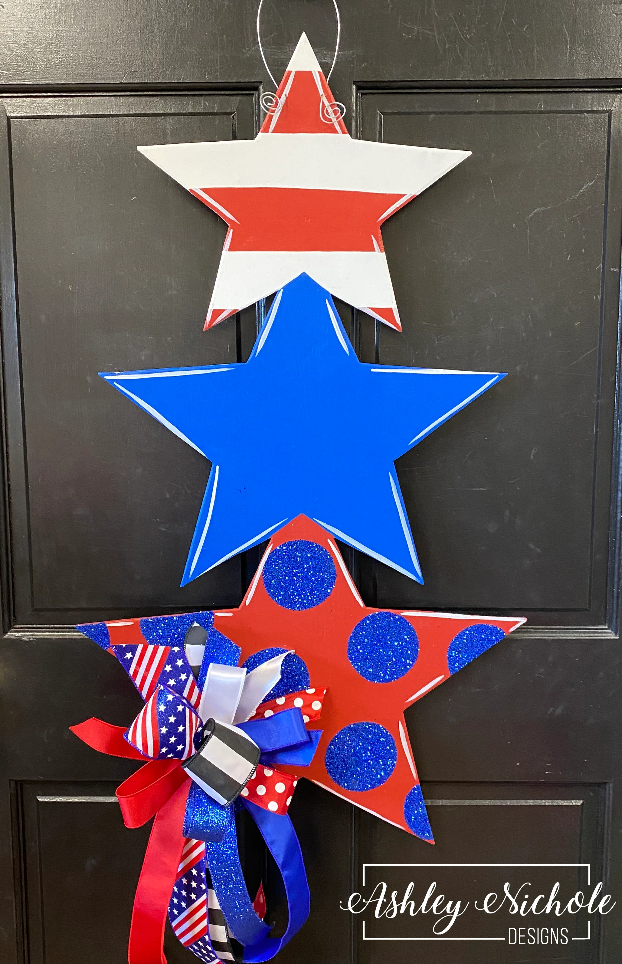 Glitter Star Stack Patriotic Door Hanger (Hand-Painted)
