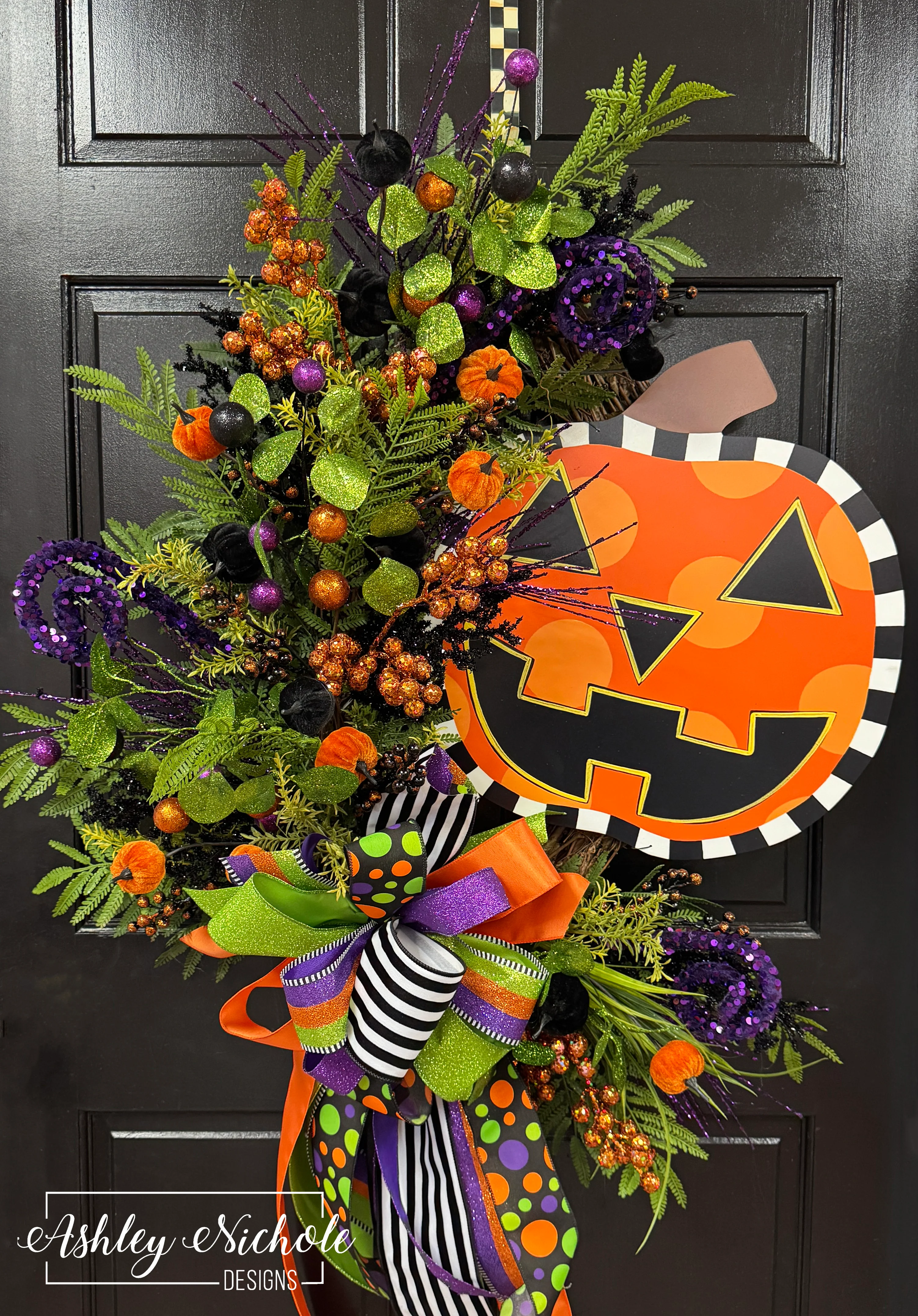 Glitzy Jack-O-Lantern Wreath