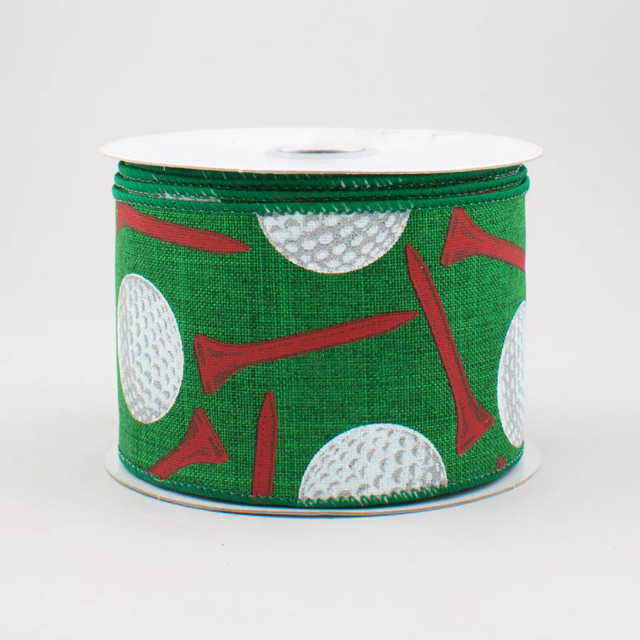 Golf Tee Wired Ribbon - 2.5" x 10yds