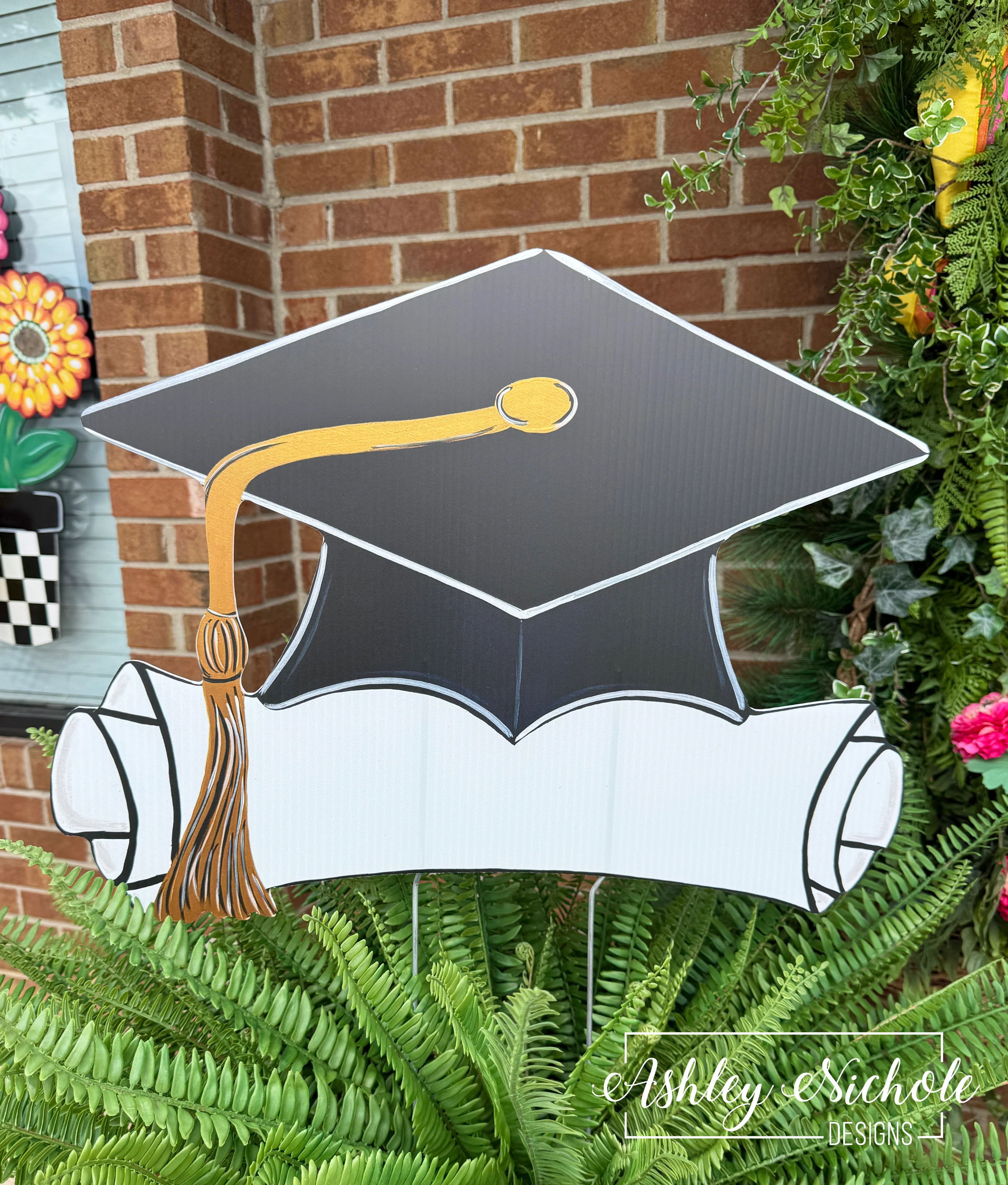 Graduation Cap & Diploma - Corrugated Coroplast Yard Stake
