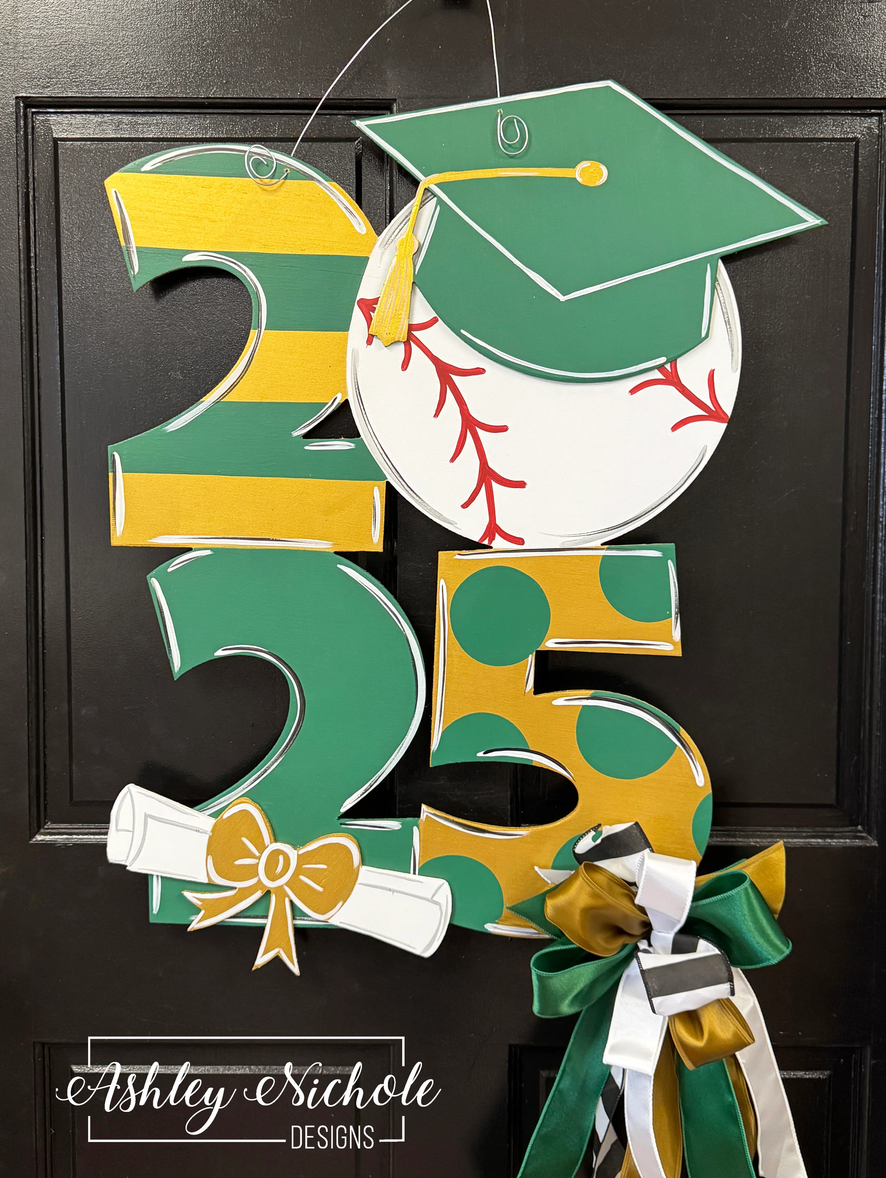 Graduation Year Stacked -Sports Themed - Door Hanger