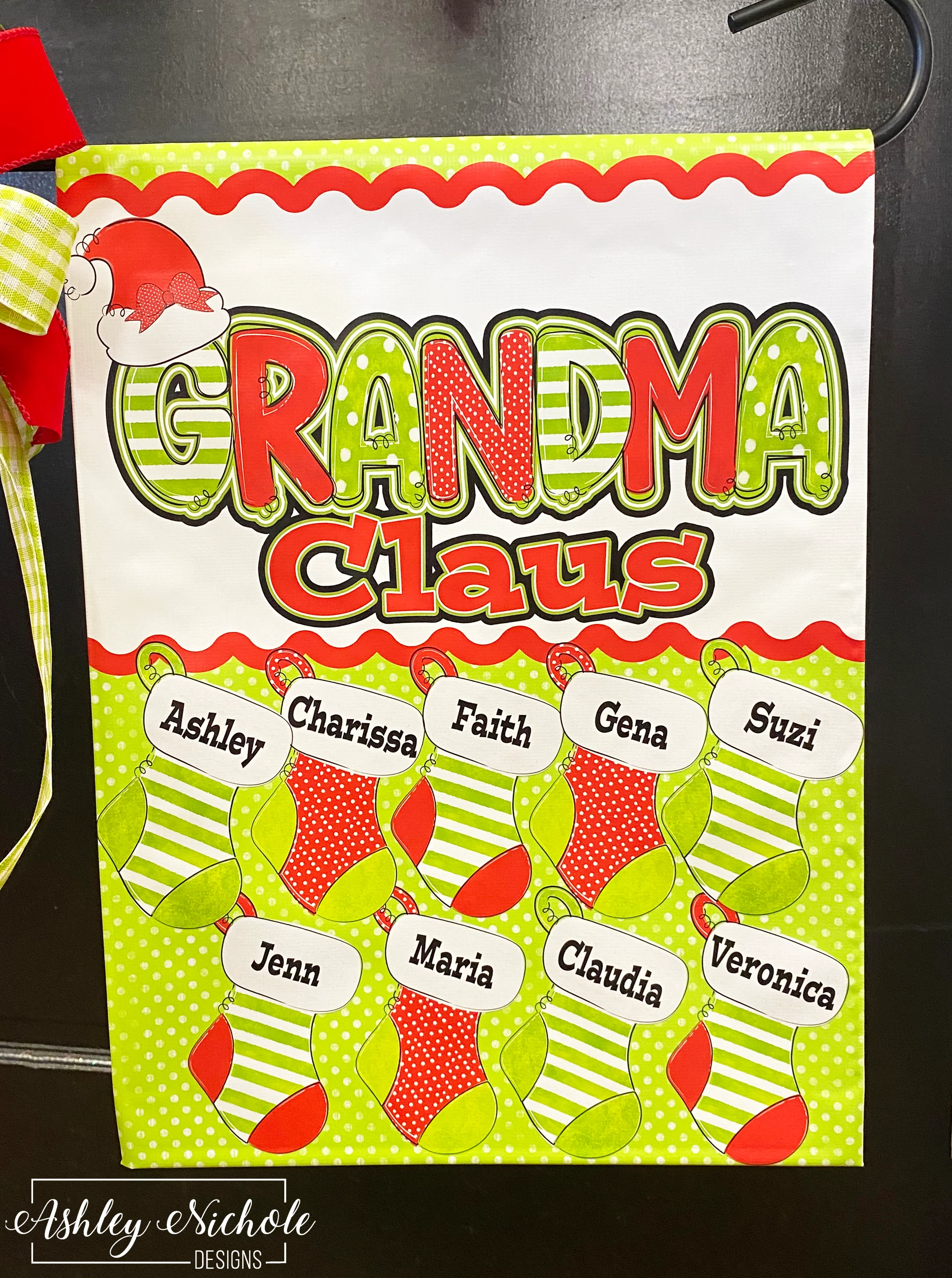 Grandma Claus Family (Customizable) - Vinyl Garden Flag