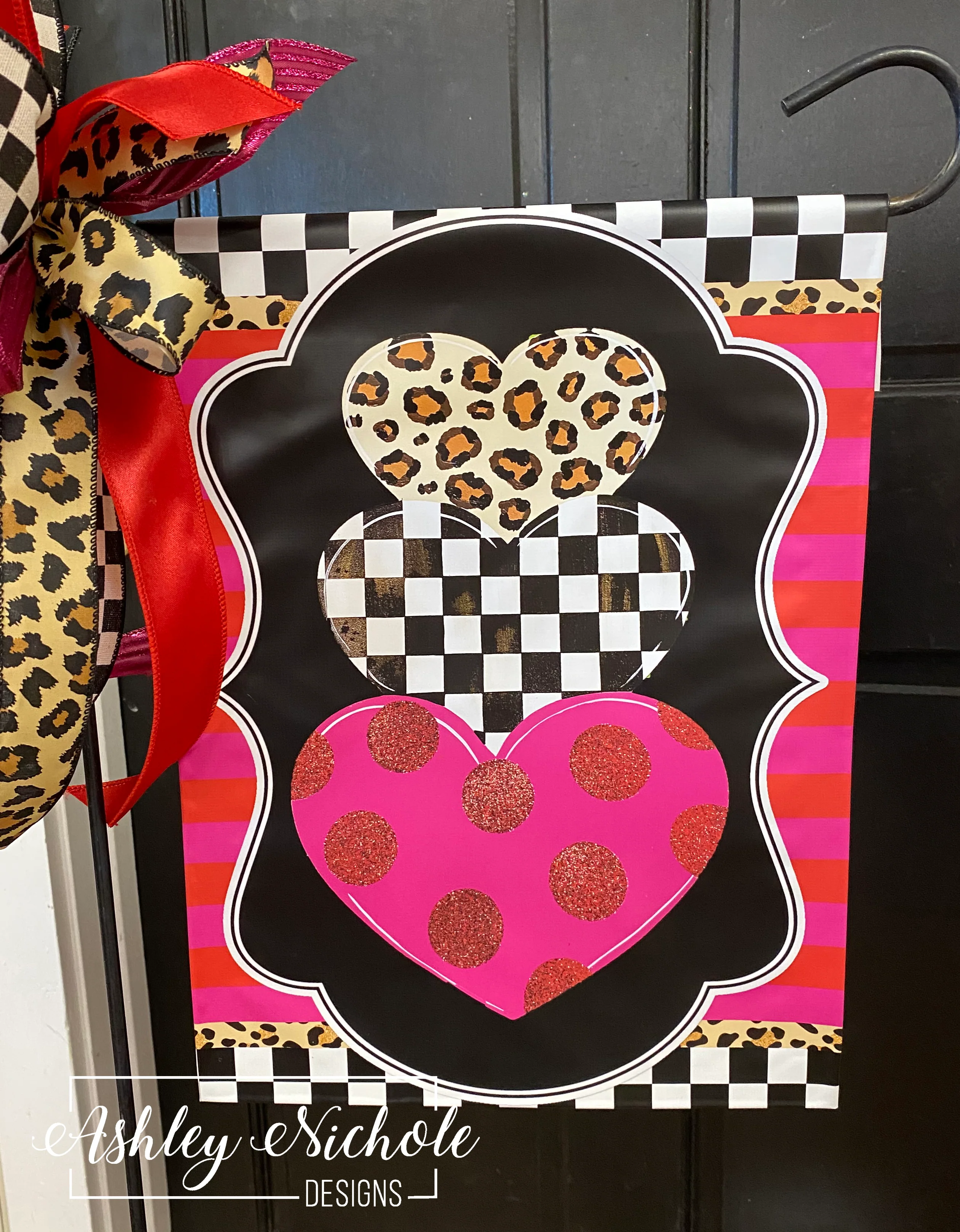 Heart Stack Elegant Valentine - Vinyl Garden Flag