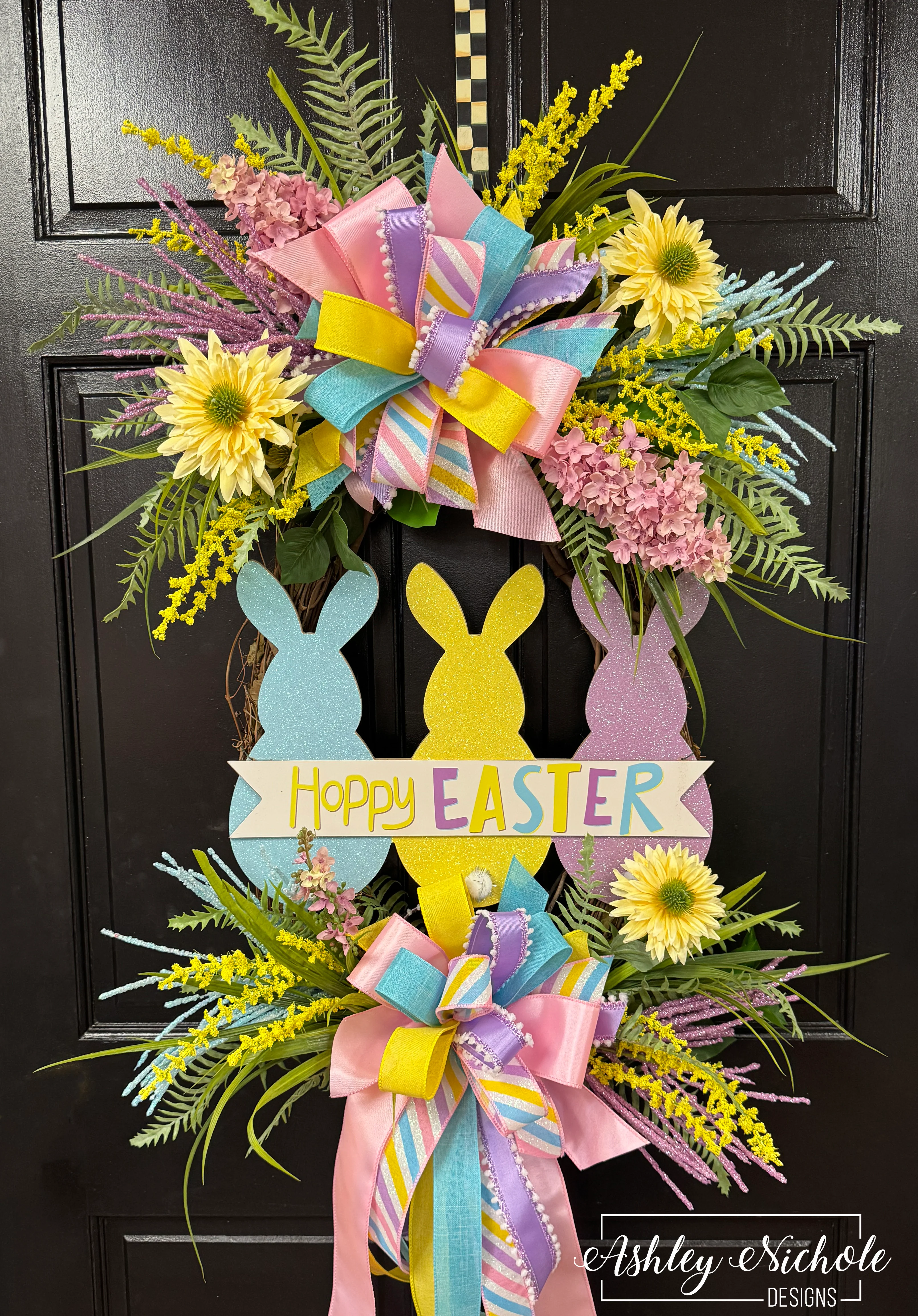 Hoppy Easter Glitter Bunnies Wreath