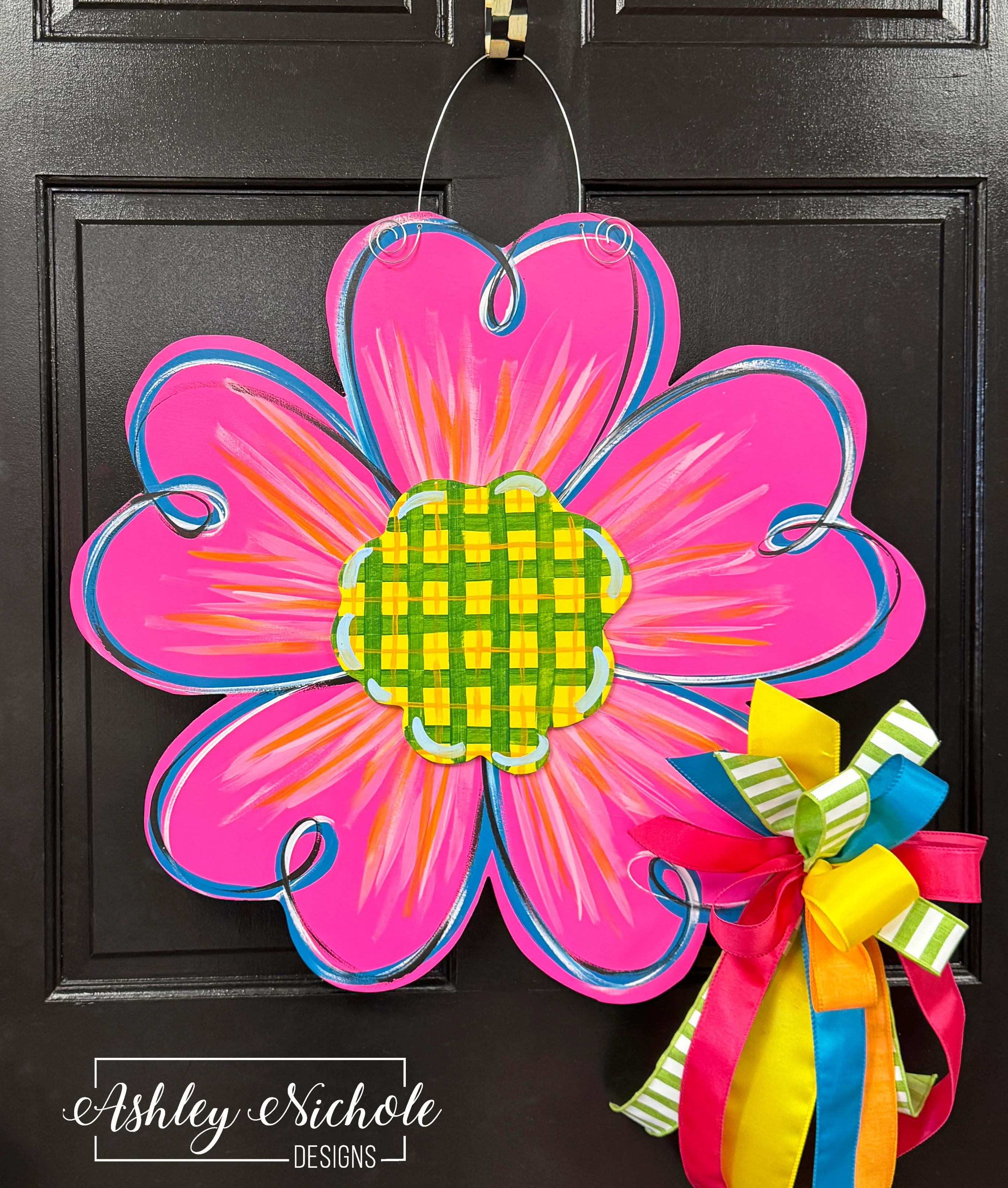 Hot Pink Summer Flower Door Hanger (UV Printed)