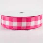 Hot Pink & White Buffalo Check Wired Ribbon - 1.5" x 50yds