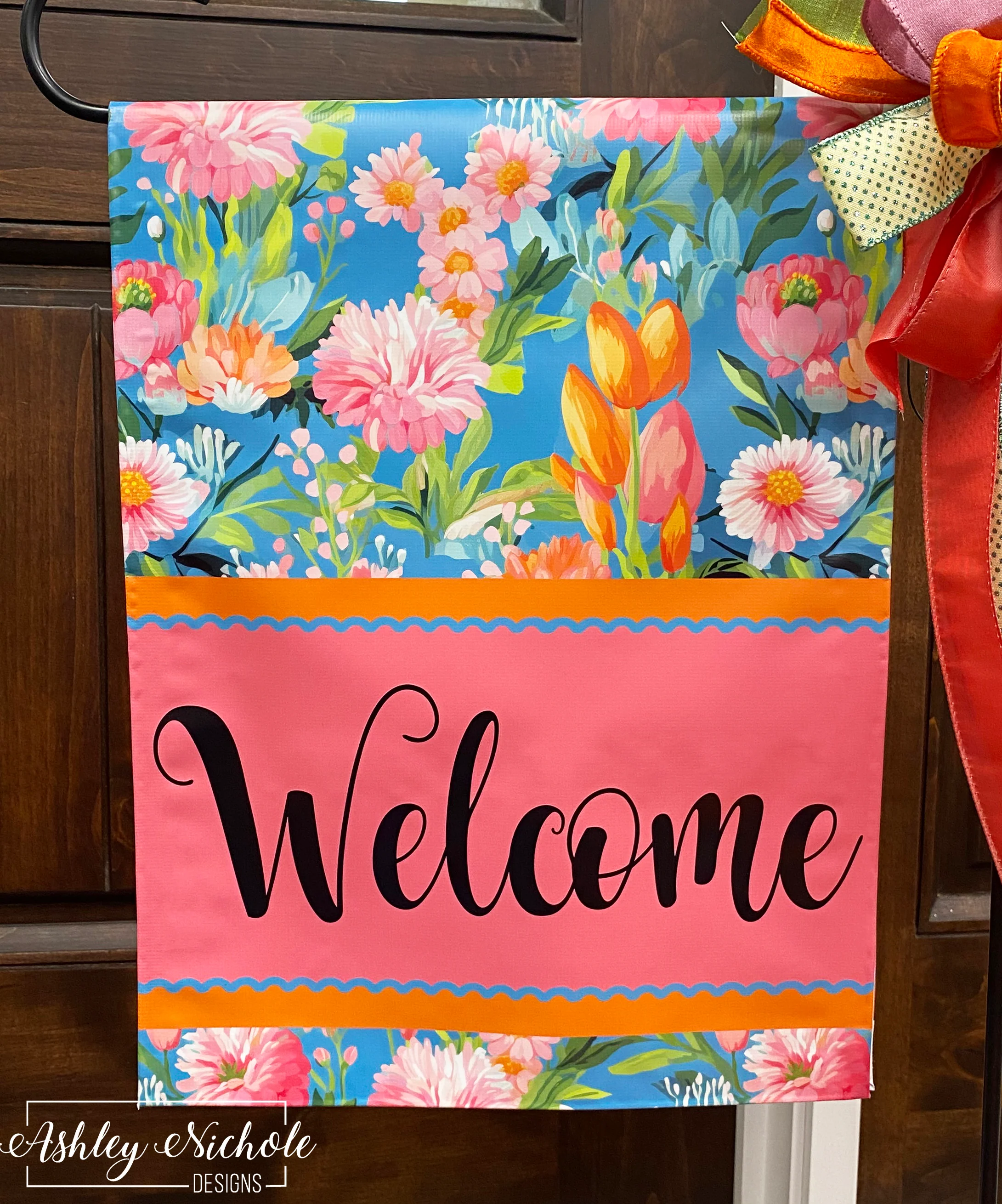 In the Flower Garden "Welcome" - Vinyl Garden Flag