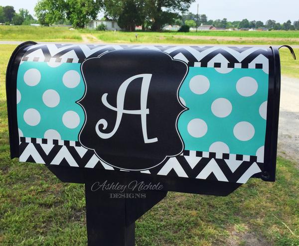 Initial - Everyday-Chevron/Dot - Magnetic Vinyl Mailbox Cover - Image 2