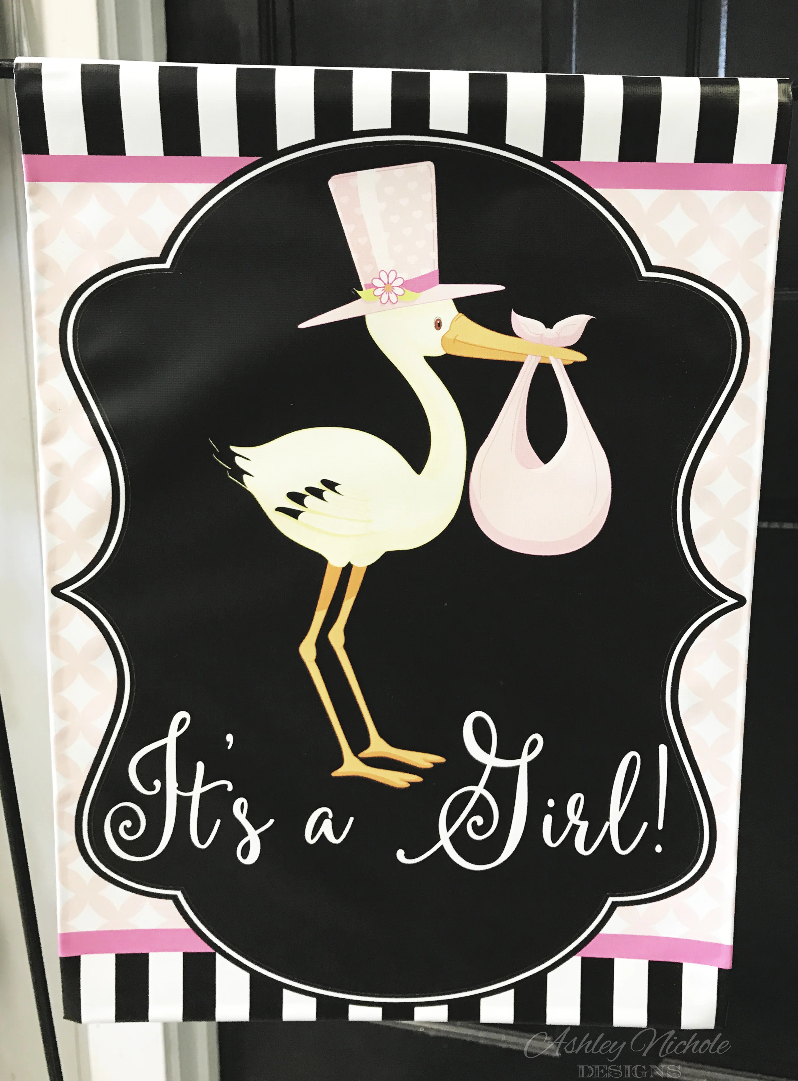 Its a Boy or Its a Girl Stork - Vinyl Garden Flag
