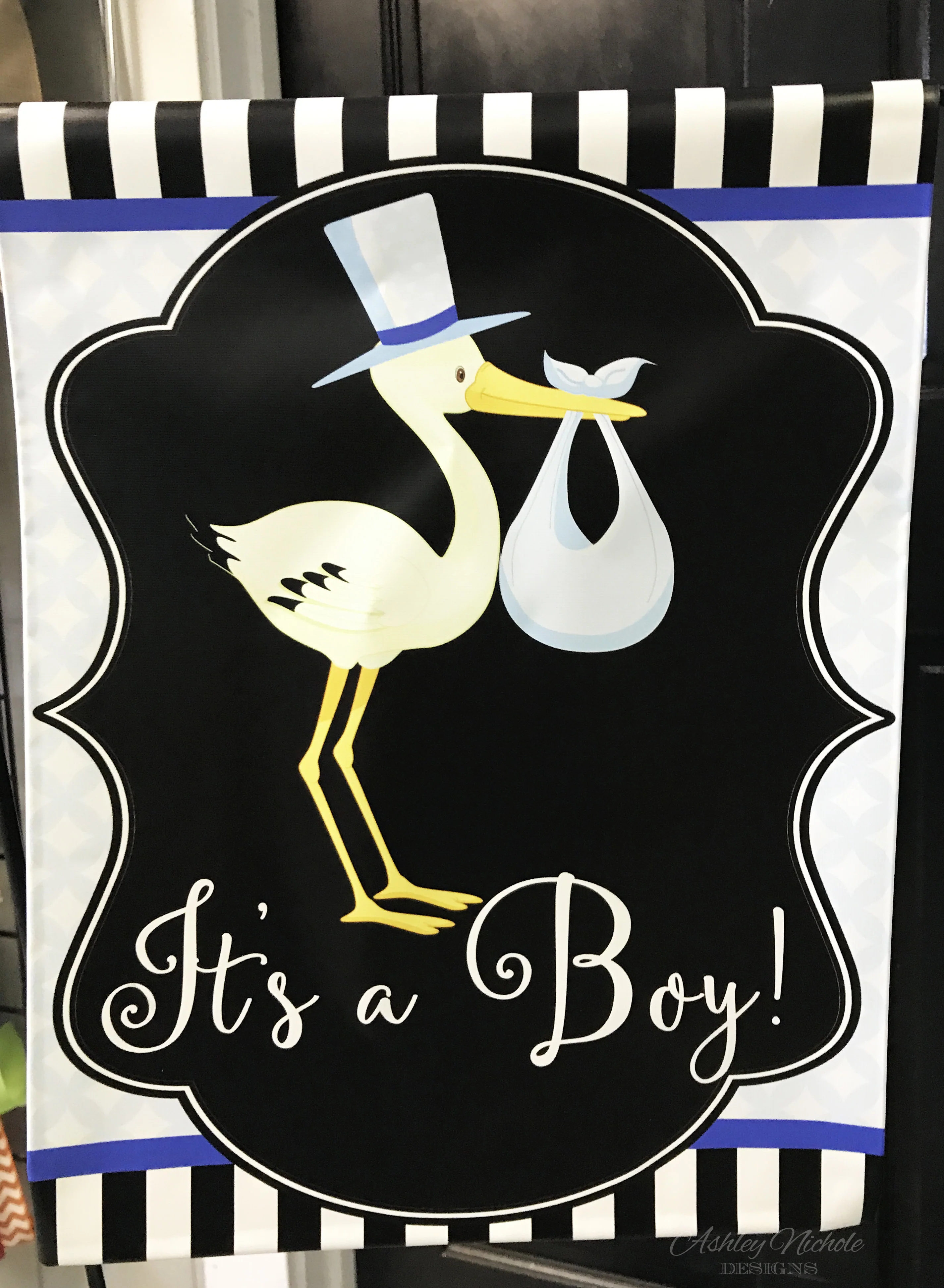 Its a Boy or Its a Girl Stork - Vinyl Garden Flag - Image 2