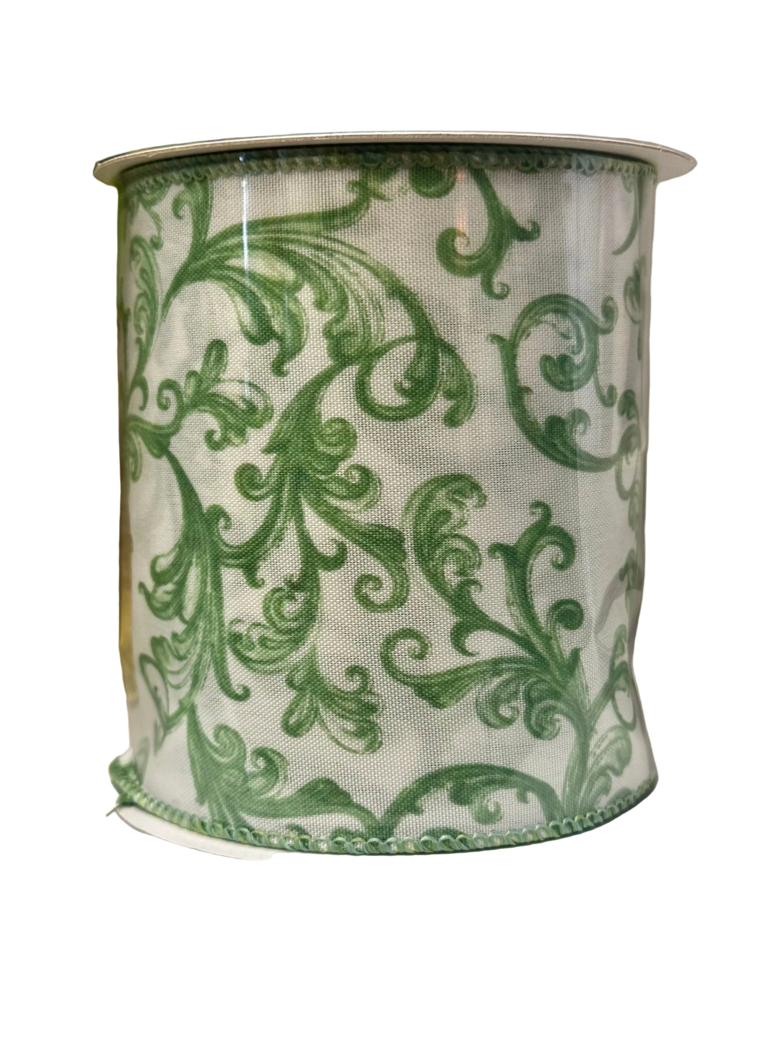 Jade Scroll Wired Ribbon - 4" x 10yds