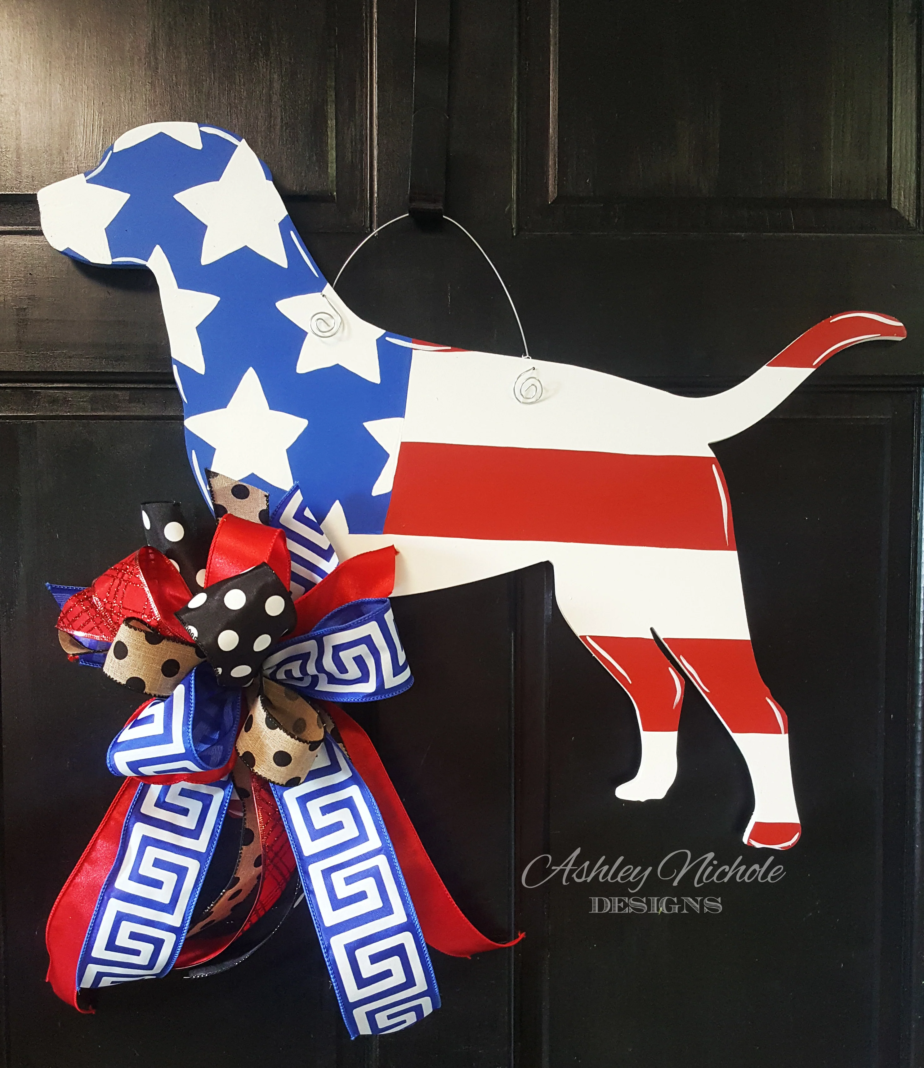 Lab-Patriotic Door Hanger (Hand-Painted)