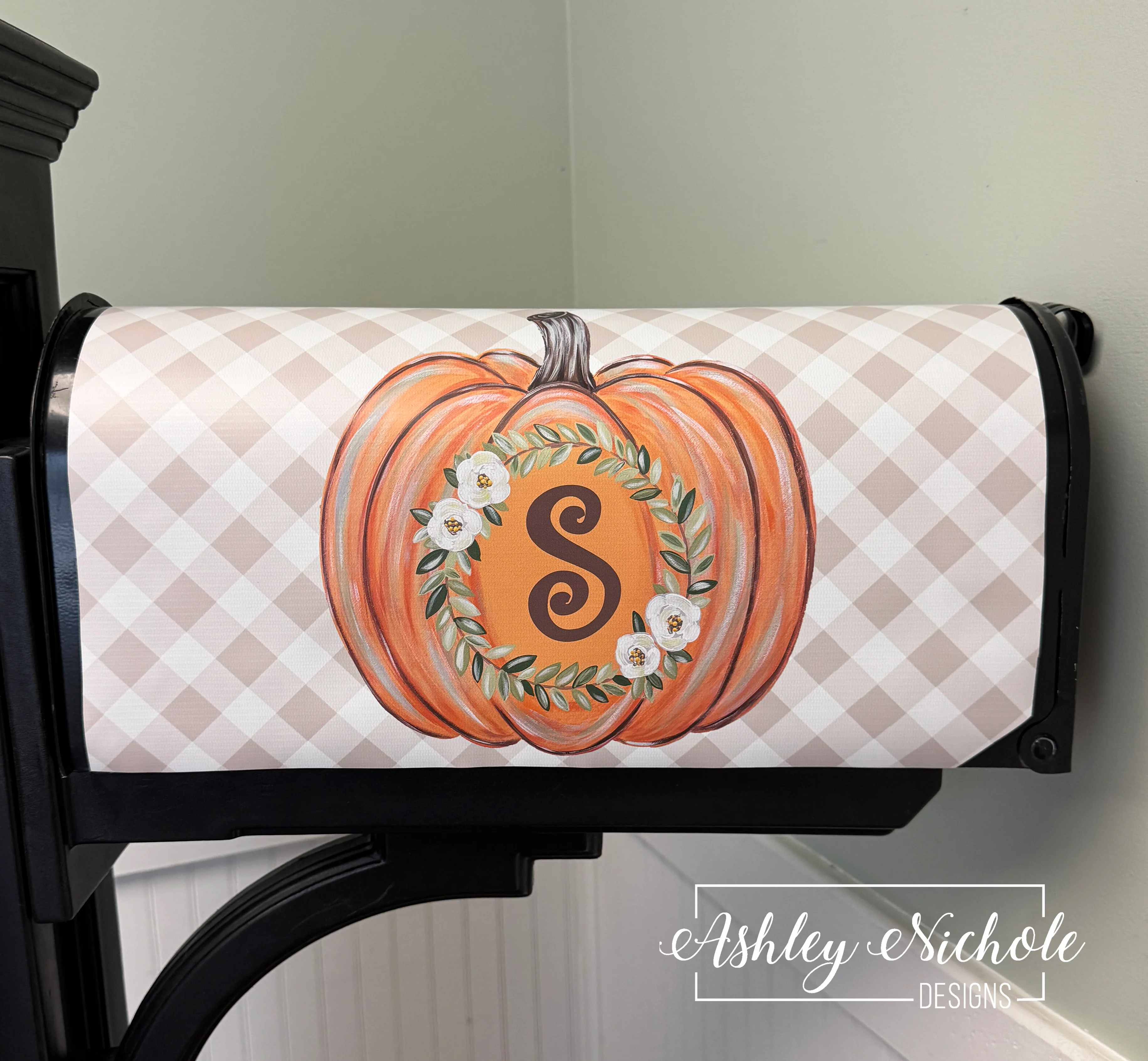 Laurel Pumpkin - Magnetic Vinyl Mailbox Cover