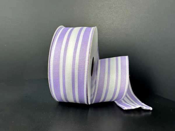 Lavender & White Stripes Wired Ribbon - 1.5" x 10yds