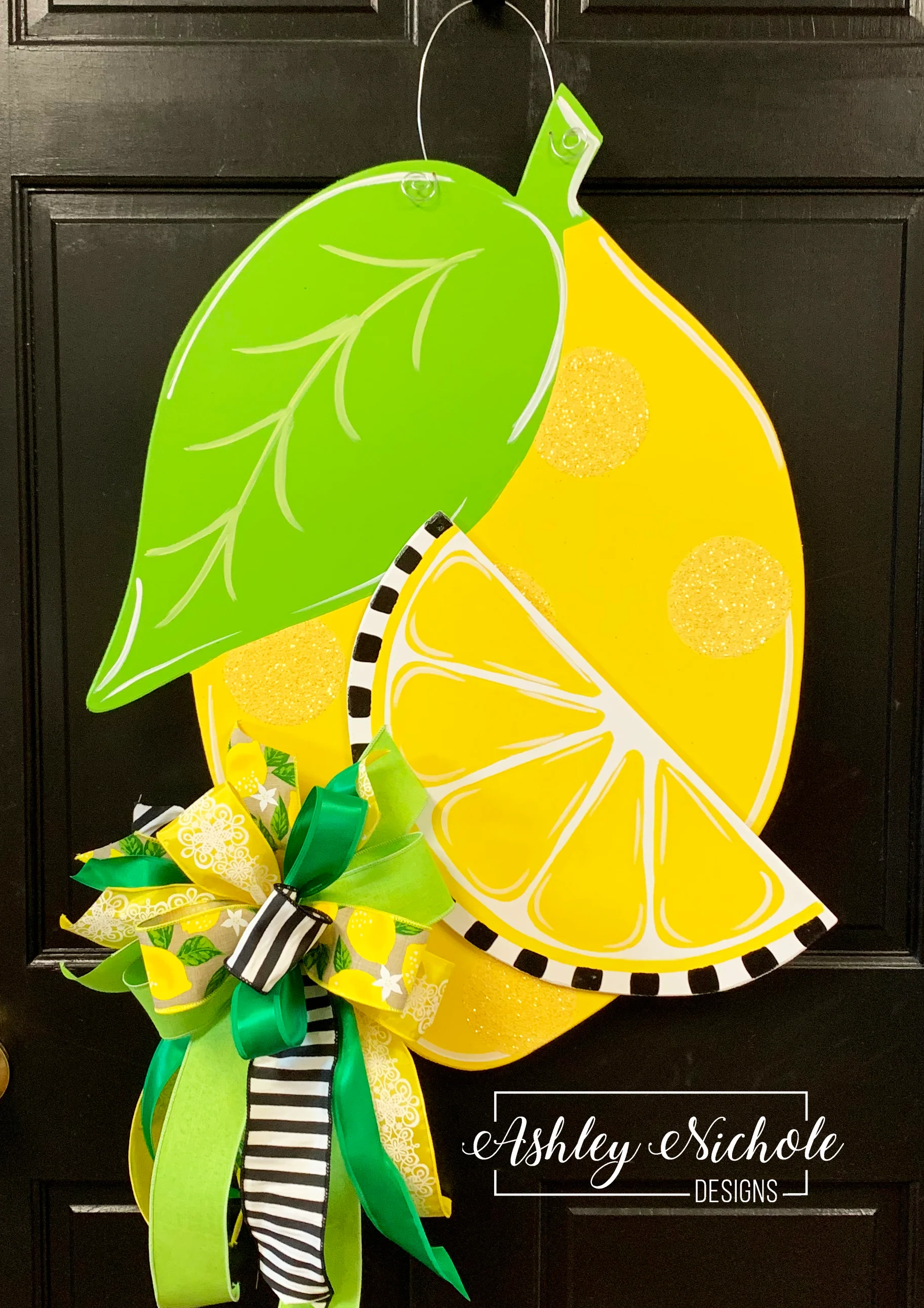 Lemon Slice Initial Door Hanger (Hand-Painted)