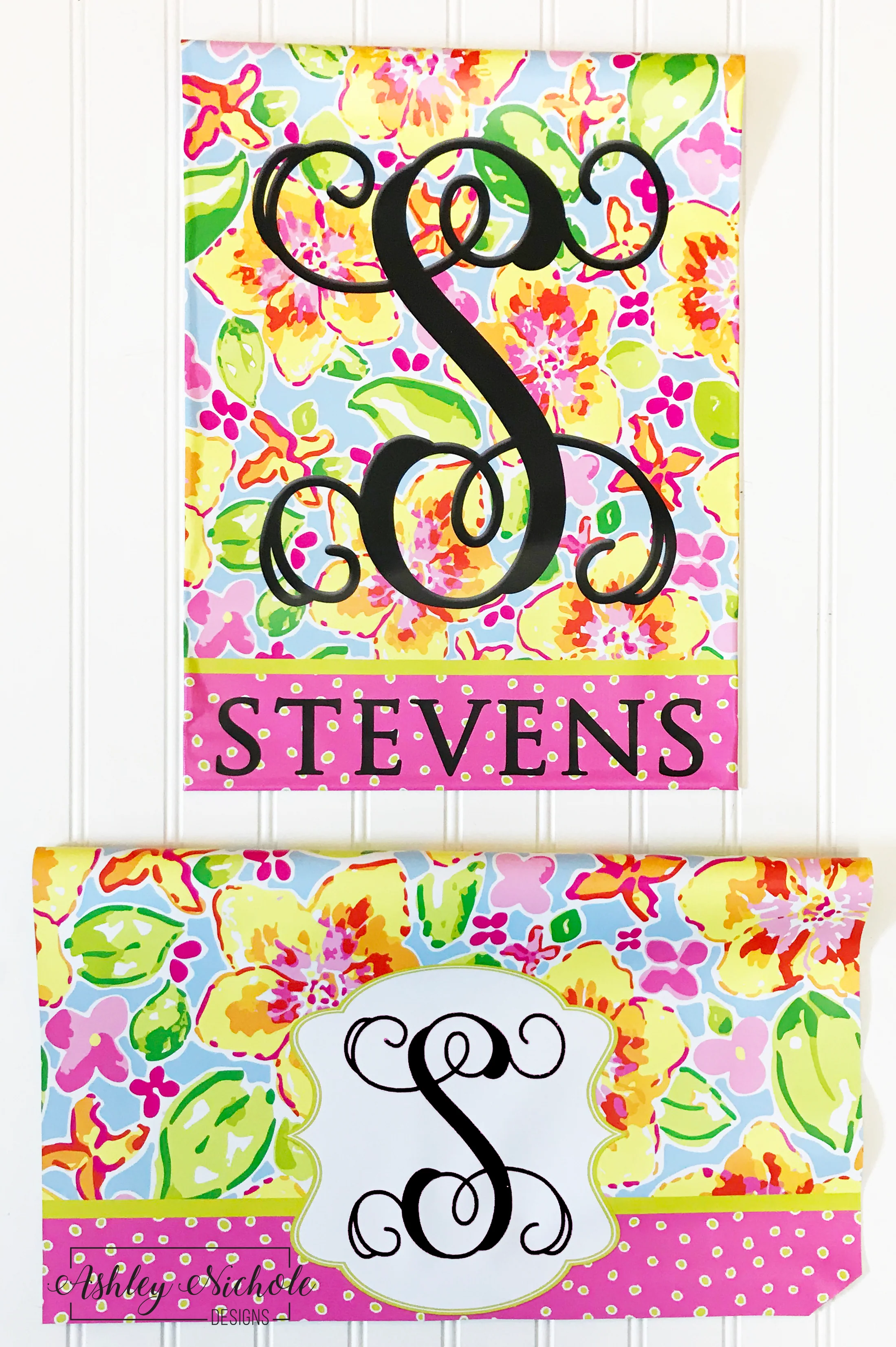 Lilly Inspired Floral Initial and Name - Magnetic Vinyl Mailbox Cover - Image 3