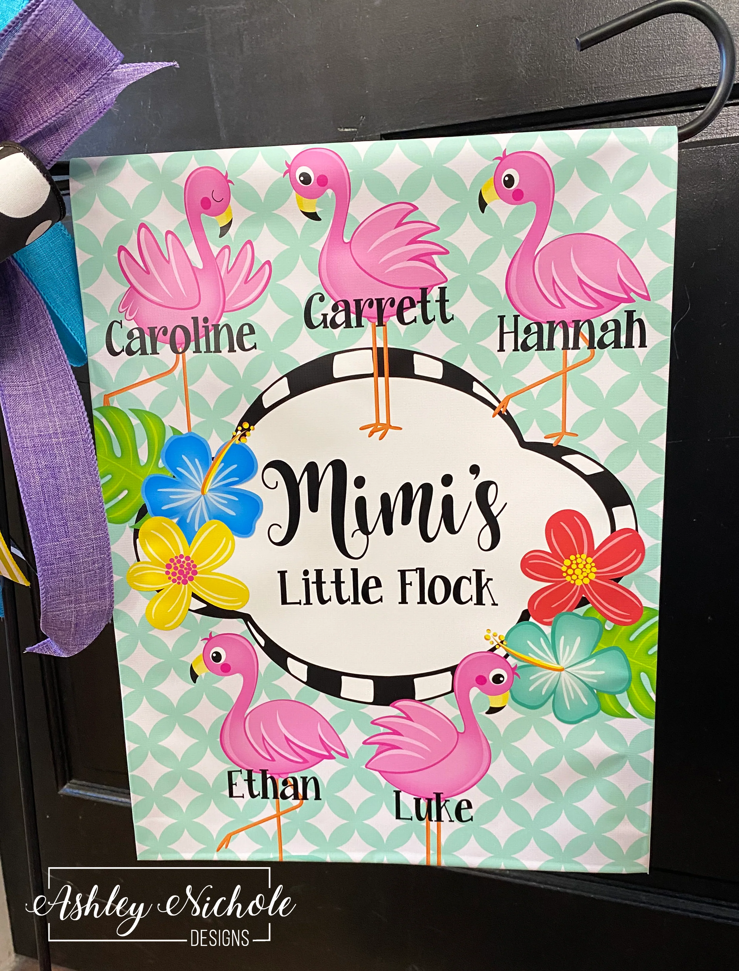 Little Flock Flamingo Family - Vinyl Garden Flag