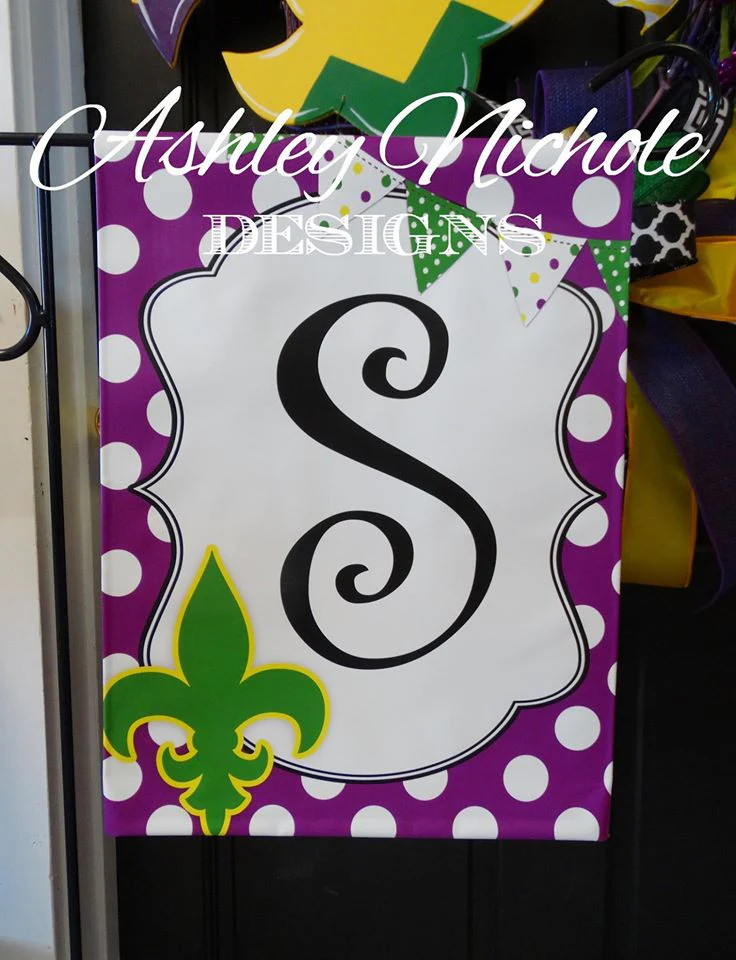 Mardi Gras Initial - Vinyl Garden Flag