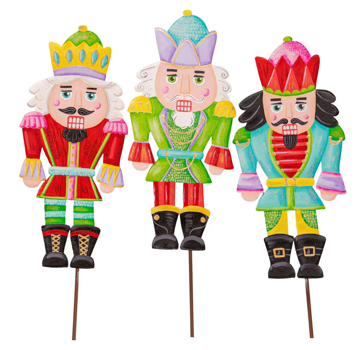 Merry & Bright Nutcracker - Metal Stakes - Lime - Image 2