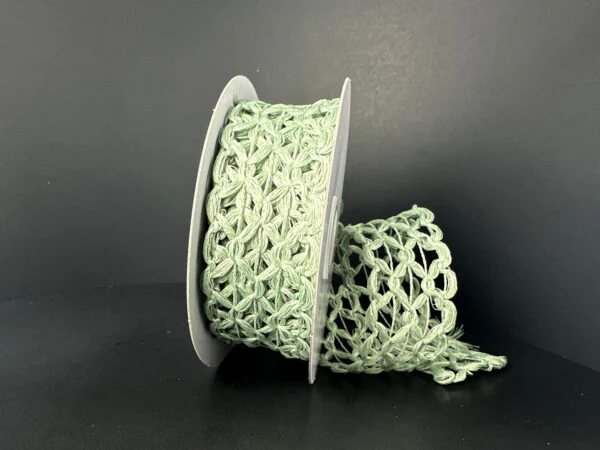 Mint Green Scallop Weave Wired Ribbon - 1.5" x 10yds