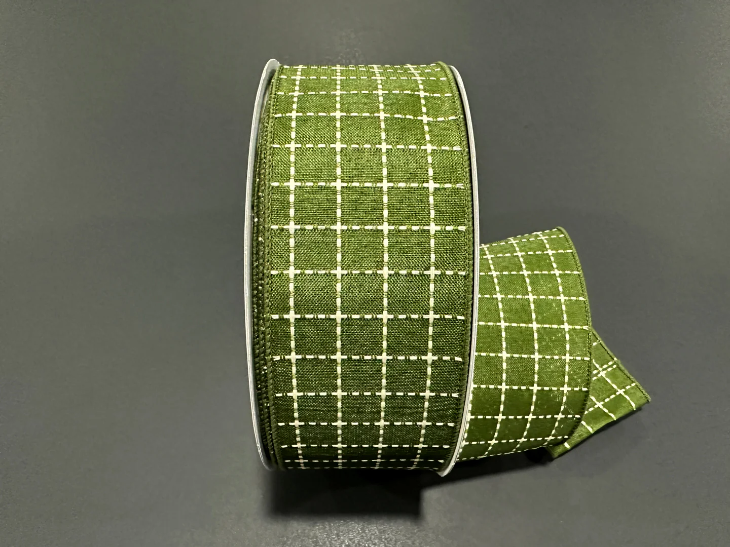 Moss Stark Plaid Wired Ribbon - 2.5" x 50yds