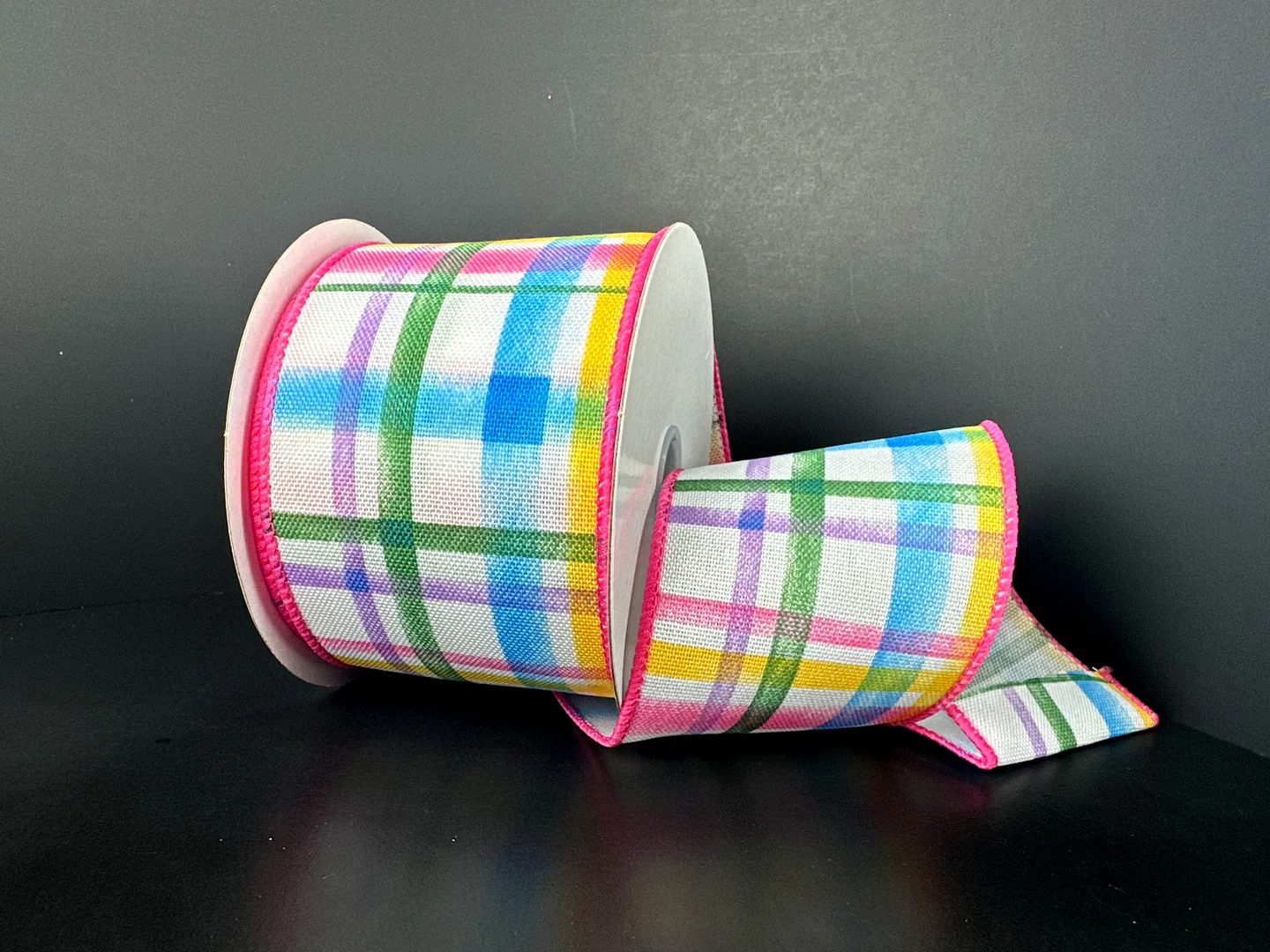 Multi Watercolor Tuttola Plaid Wired Ribbon - 2.5" x 10yds