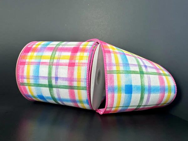 Muti Watercolor Tuttoia Plaid Wired Ribbon - 4" x 10yds