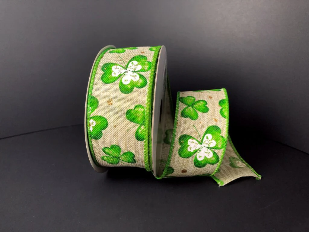 Shamrock Burlap Wired Ribbon - 1.5" x 10yds