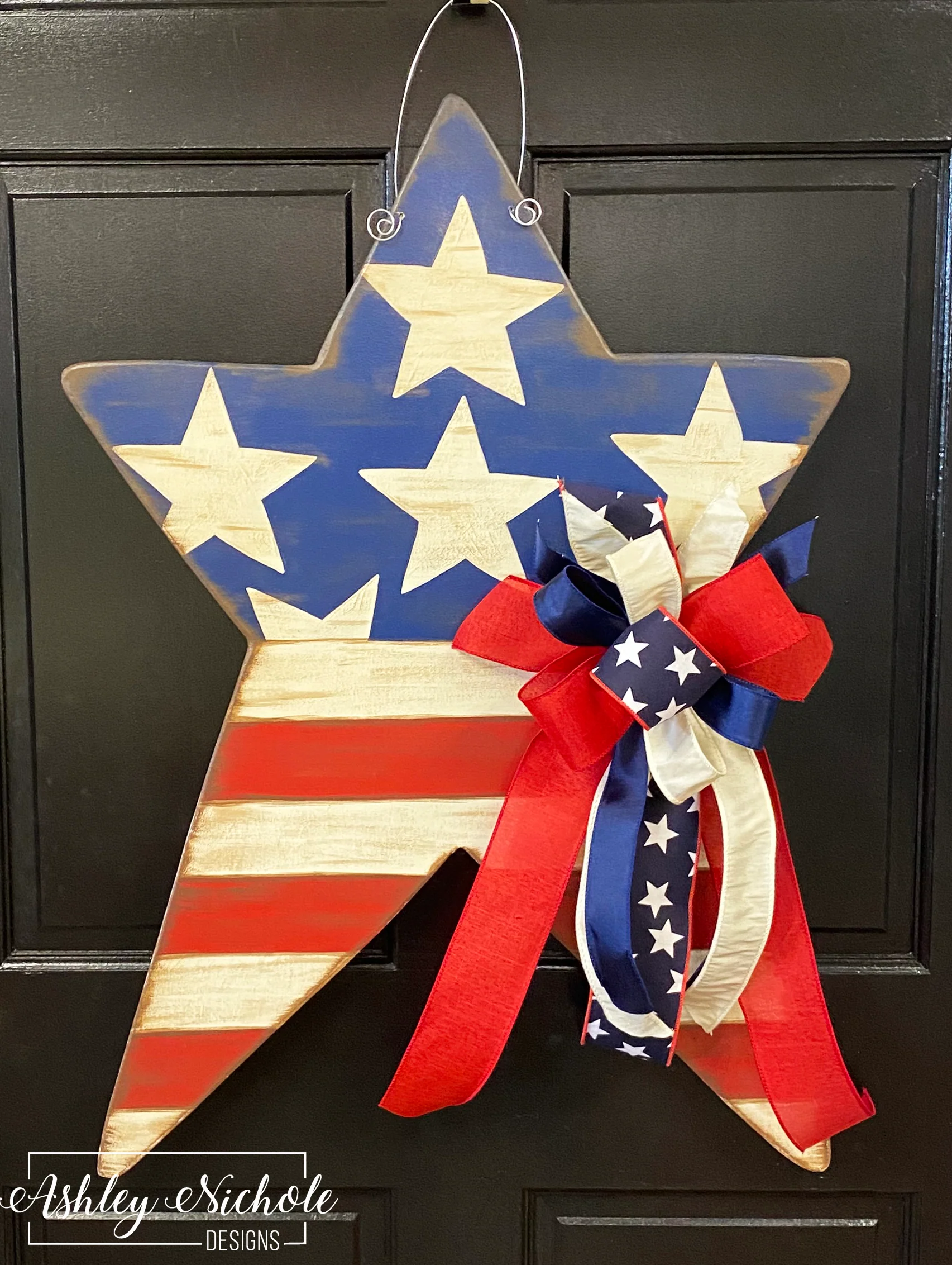 "Old Glory" Patriotic Star Door Hanger (Hand-Painted)