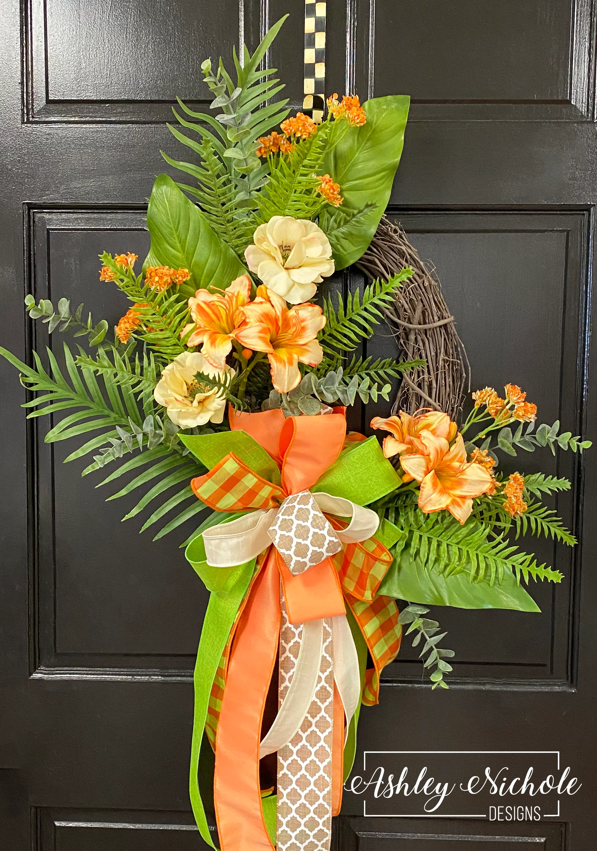 **READY to SHIP** - Orange Dreamsicle - Tropical Floral Wreath - 18" Oval