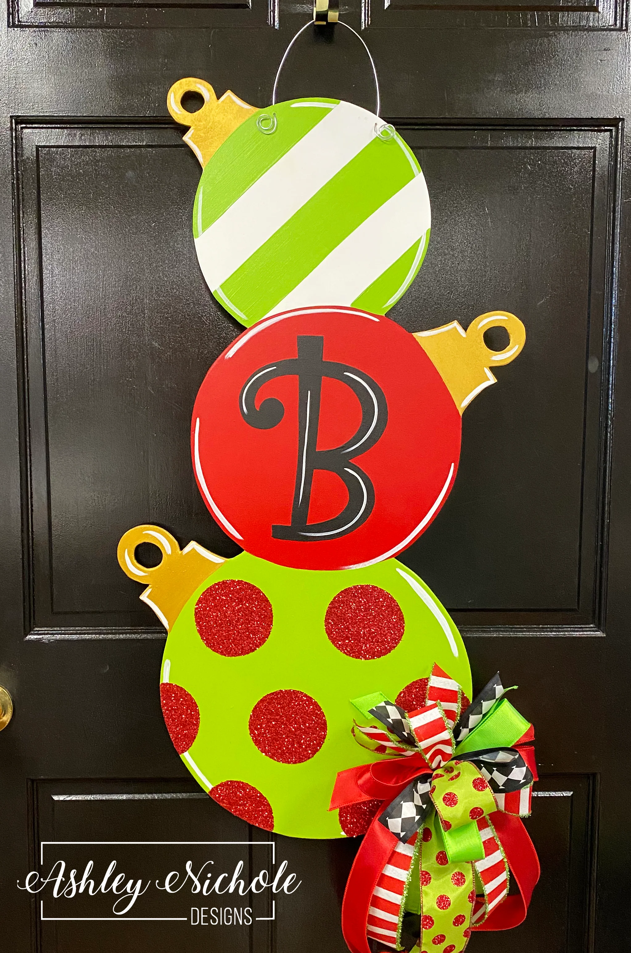 Ornament Stack WHIMSICAL Christmas Door Hanger (Hand Painted)