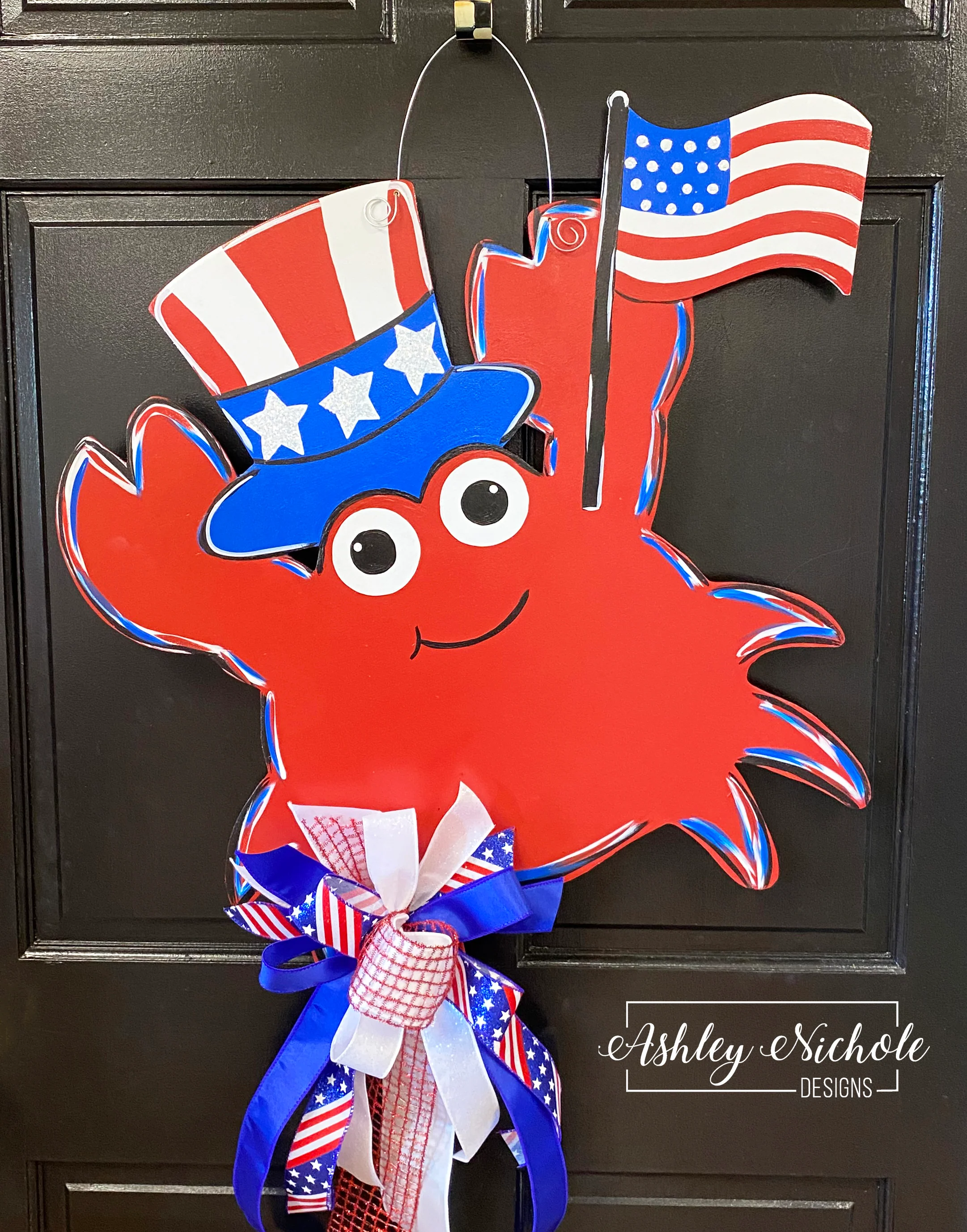 Patriotic Crab Door Hanger (Hand-Painted)