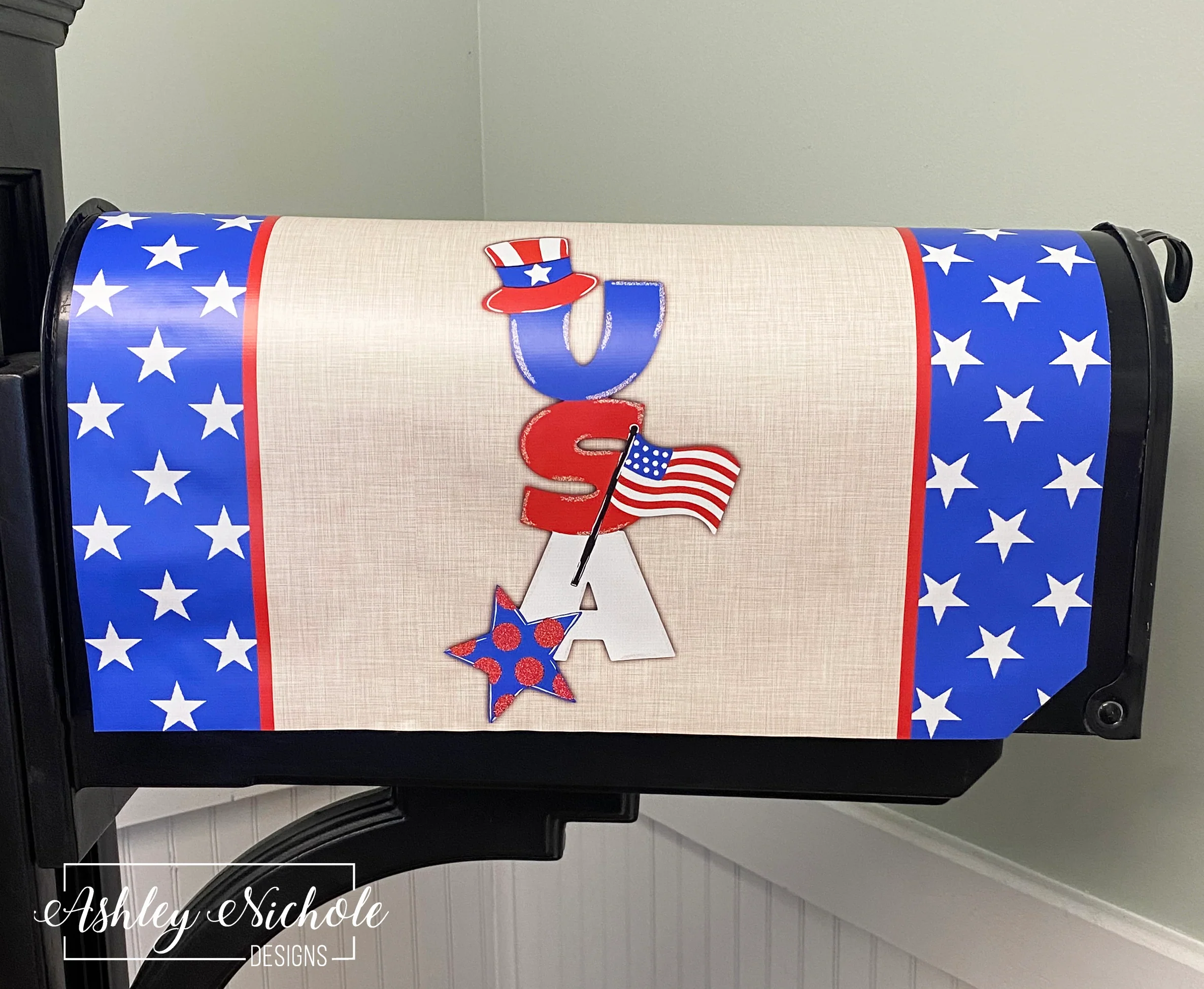 Patriotic USA - Magnetic Vinyl Mailbox Cover
