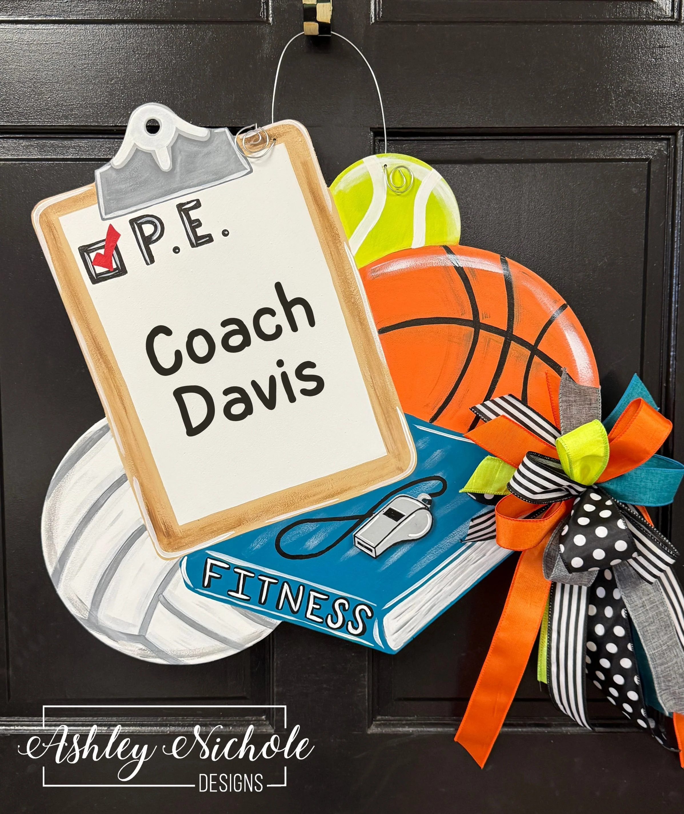 PE Teacher or Coach Door Hanger (Hand-Painted) - Image 2