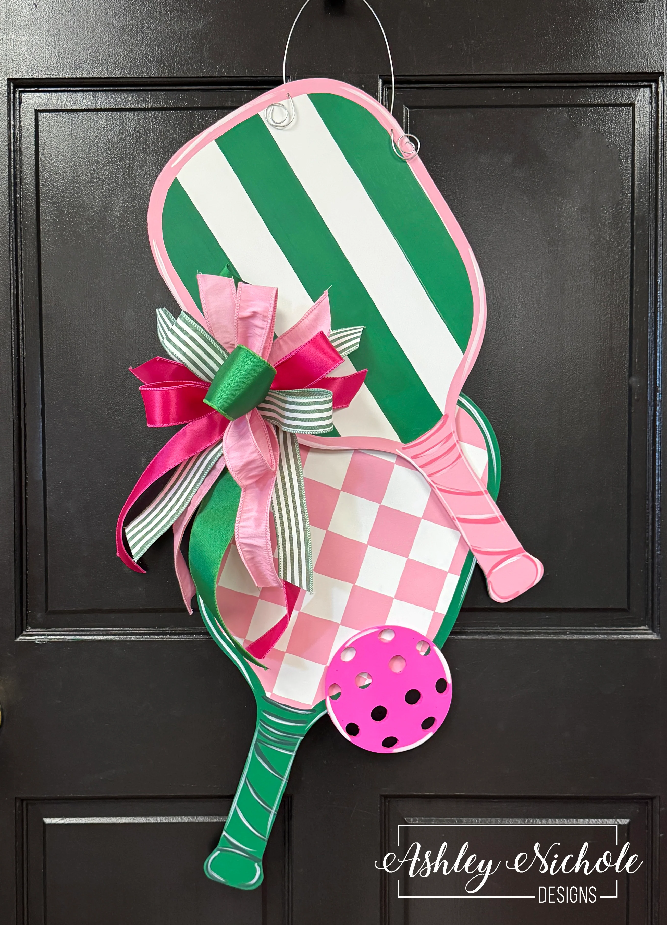 The Preppy Paddles - Pickleball -  Door Hanger (HAND PAINTED)