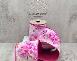 Pink & Lavender Watercolor Peonies Wired Ribbon - 4" x 10yds
