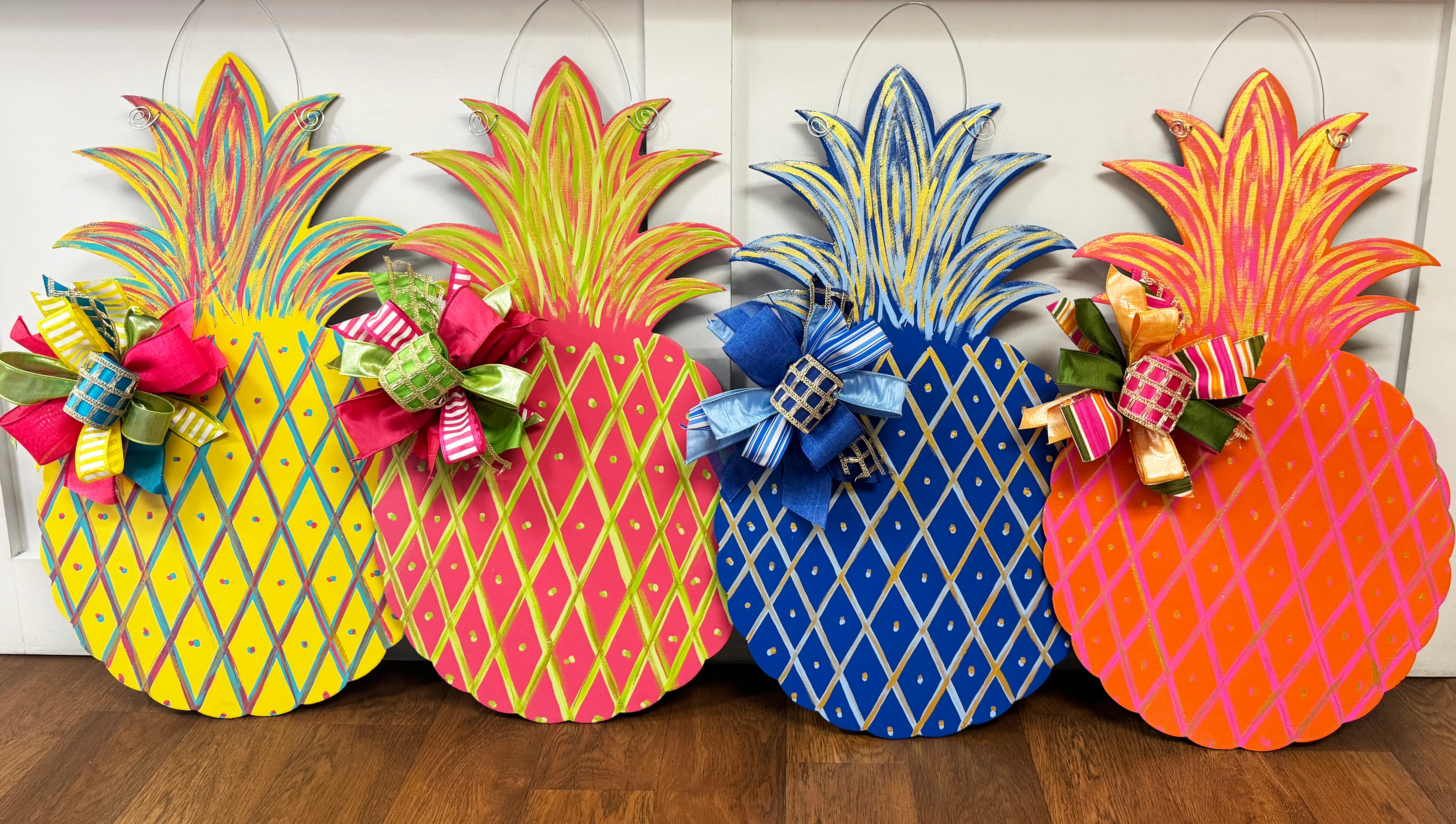 Preppy Pineapple - Door Hanger (Hand-Painted) - Image 6